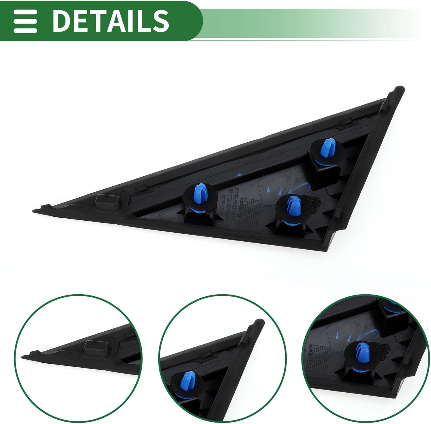 Motoforti Pillar Corner Triangle Trim View Mirror Flag Applique Panel Cover for Hyundai Sonata 2015-2018 Plastic No.86190C1100 Black Silver Tone