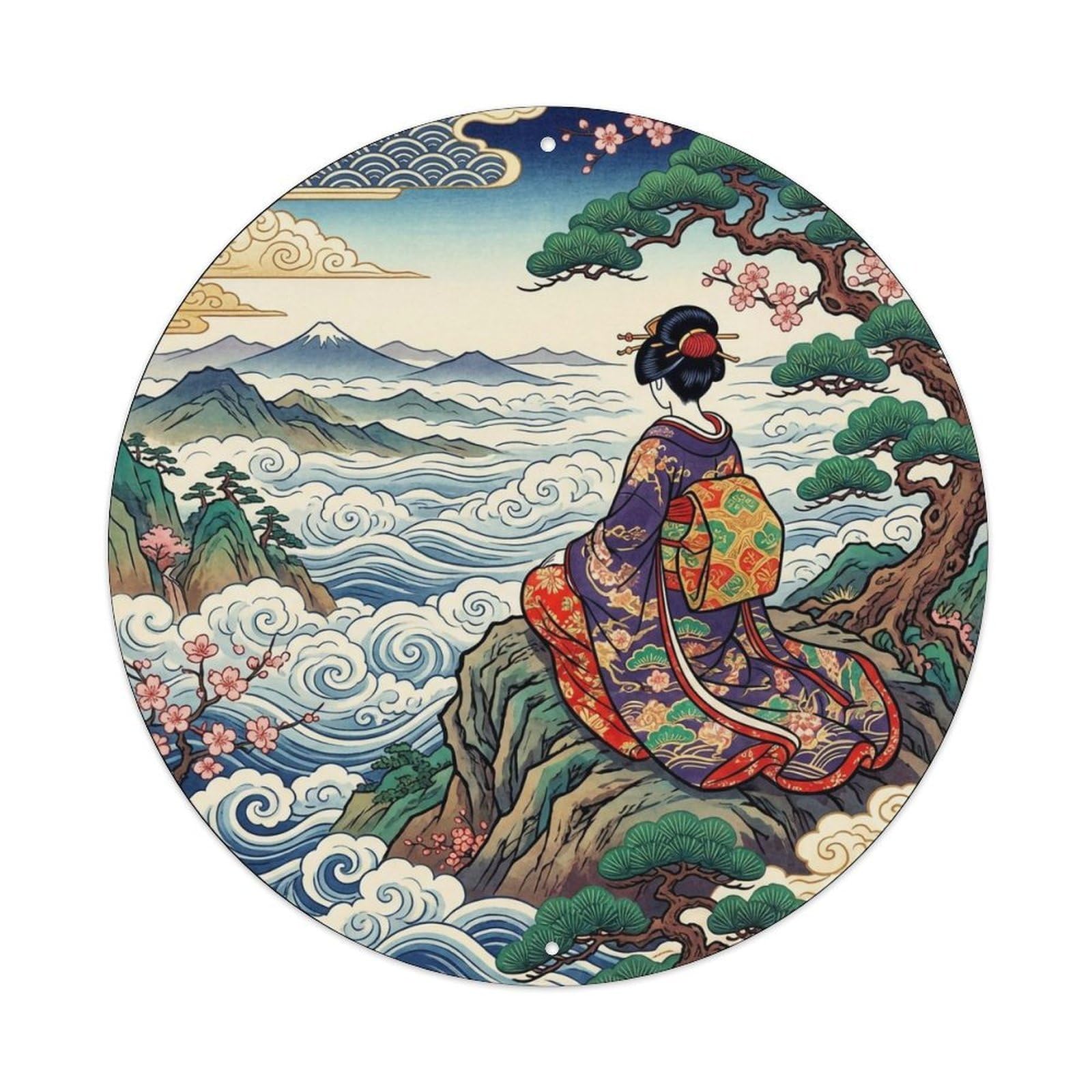 Japanese Cloud Sea Geisha Mountain View Metal Tin Sign