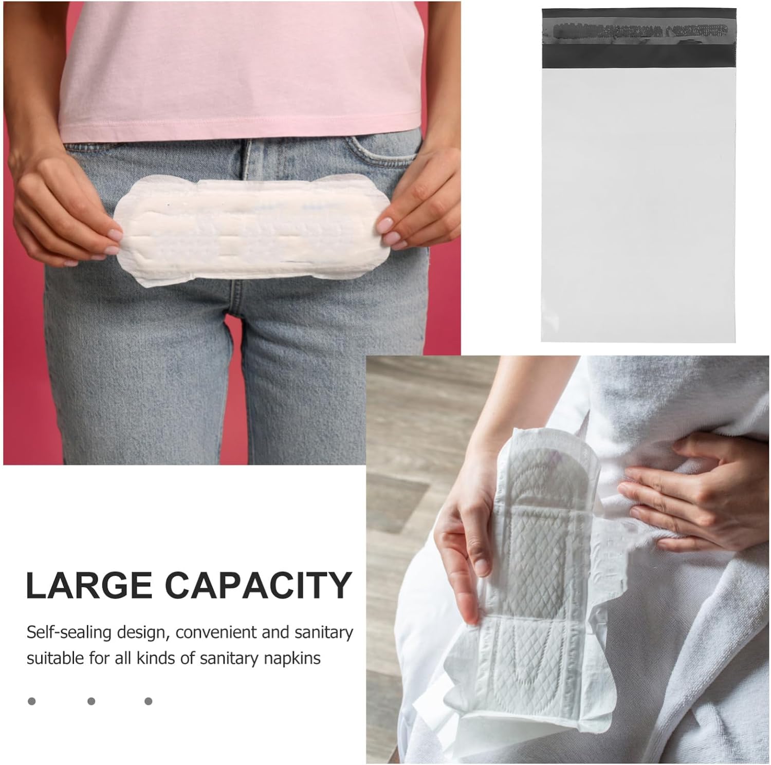 BESTYASH 200pcs Menstrual Bags Thickened Napkin Disposal Pouches for Women Waste Bags for Feminine Elegant Design for Home Travel