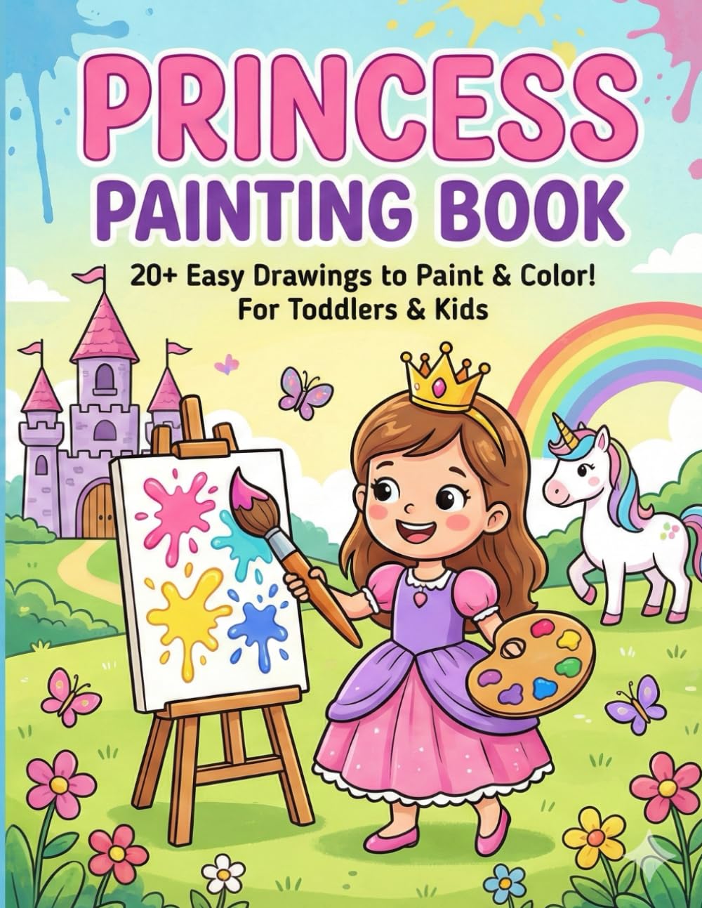 Princess Painting Book: 20+ Easy Drawings to Paint & Color! For Toddlers & Kids (Single-Sided Pages for Watercolors & Markers)