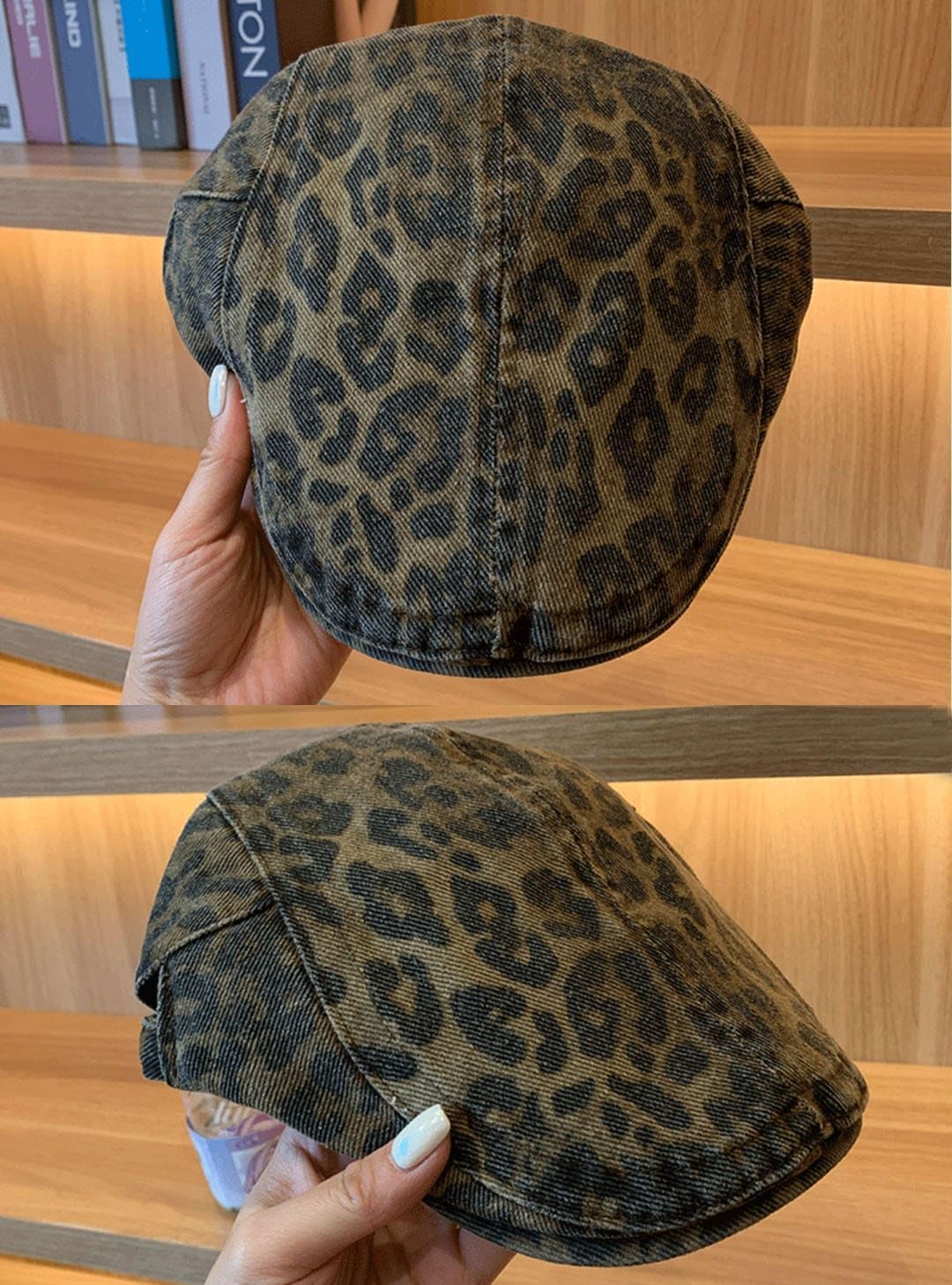 Women's Cotton Leopard Print Beret Newsboy Cap Flat Ivy Beret hat Style French Fashion Cabbie Duckbill Fall Winter 2025 - Image 5