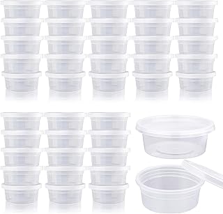 Augshy Small Plastic Containers With Lids 50 Pack Slime Containers with Lids，Containers for Slime Foam Ball Storage