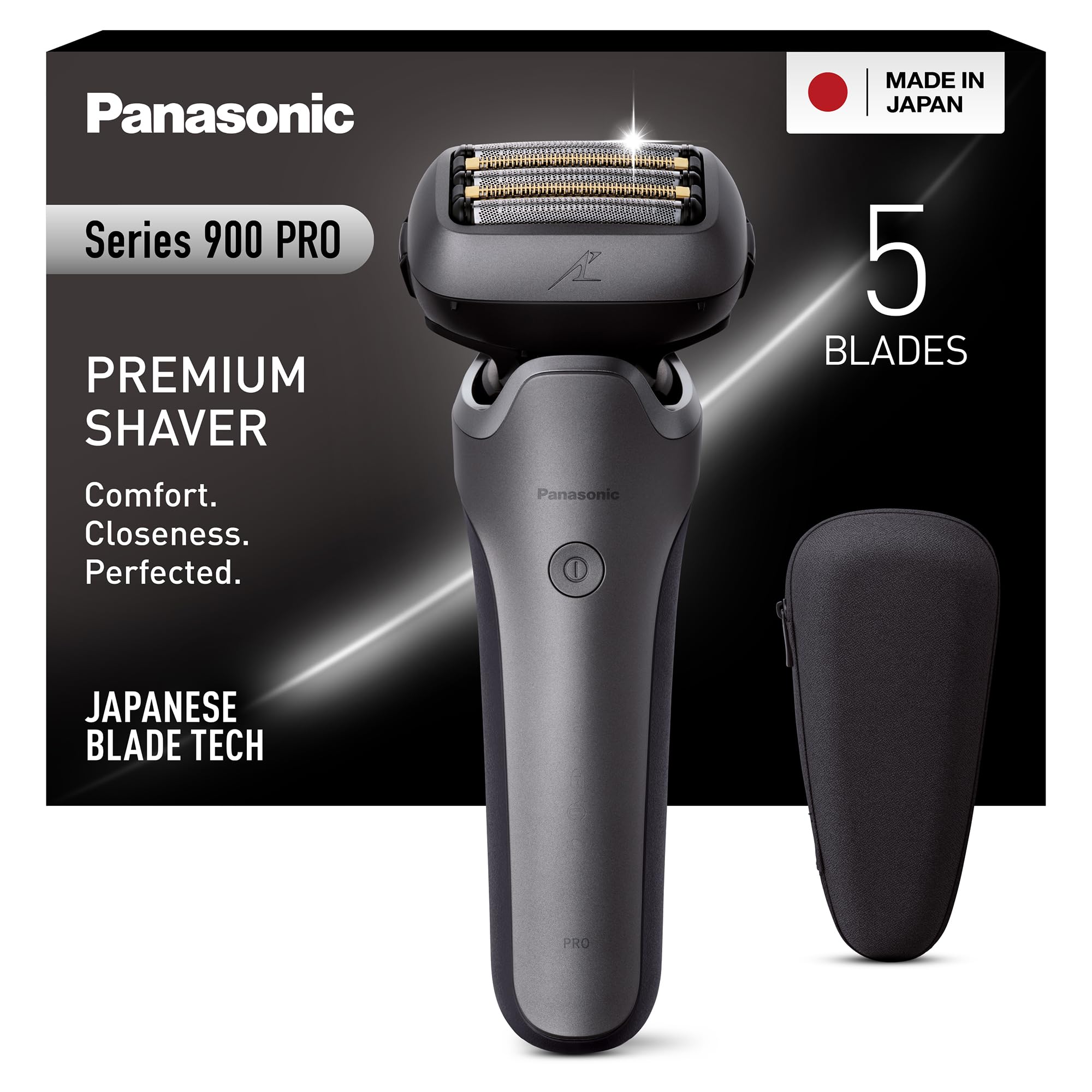 Panasonic ES-L550 Series 900 Afeitadora Eléctrica 5 Cuchillas para Hombre, Carga USB-C, Sensor de Barba Inteligente+, Cabezal Flexible 20D, Afeitado Húmedo & Seco, Recortador, Estuche Viaje