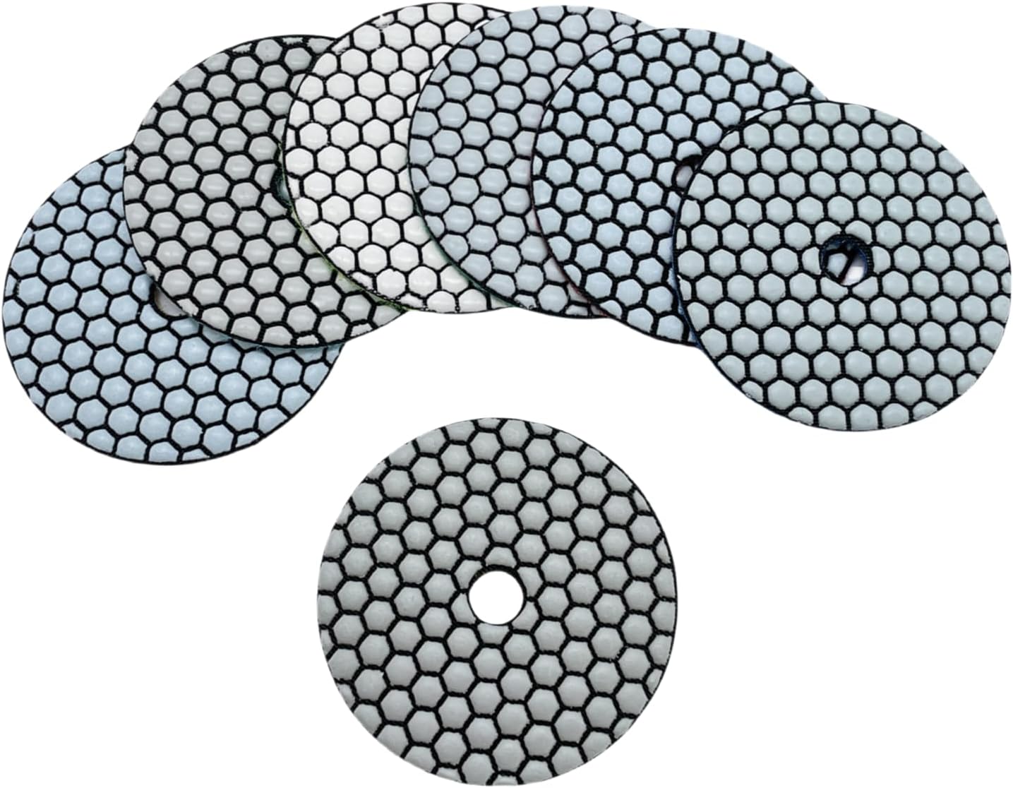Granite Marble Stone Dry Diamond Polishing Pads ComeFloor 4 Inch 7 Pieces Grinding Pads Plus a Rubber Backer Pads Set