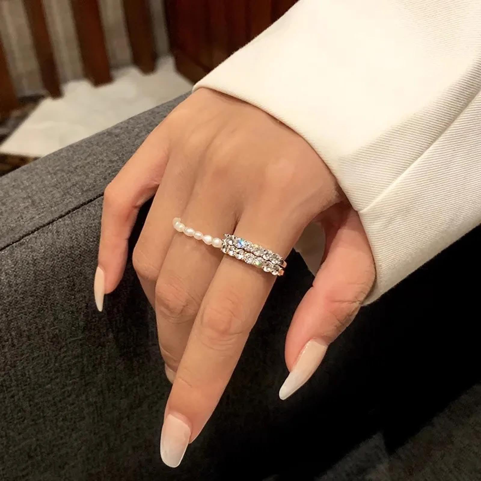 Ring Ringe Damen Bijouterie Herren Schlichter Einreihiger Zirkonring Für Frauen, Trendiges Nischendesign, Mehrlagiger Schwanzring, Modischer, Personalisierter Paarschmuck