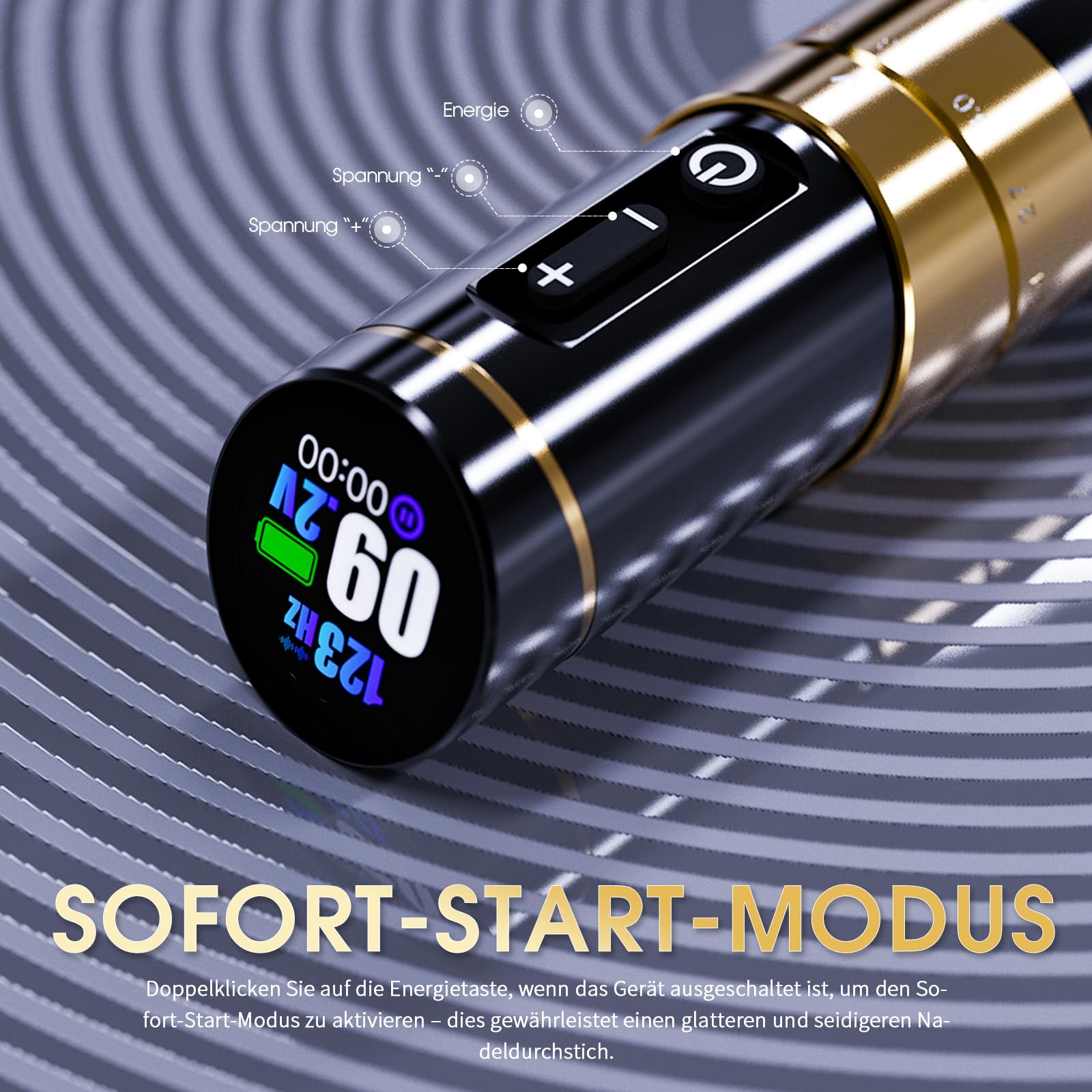 Mast Flip3 Maschine Tattoo Pen ohne Kabel Rotative Tattoo Pistole mit 7 verstellbaren Schlägen 2.4mm - 4.2mm mit 2pcs Batterien 1800mAh Ideal für Anfänger und Tätowierer