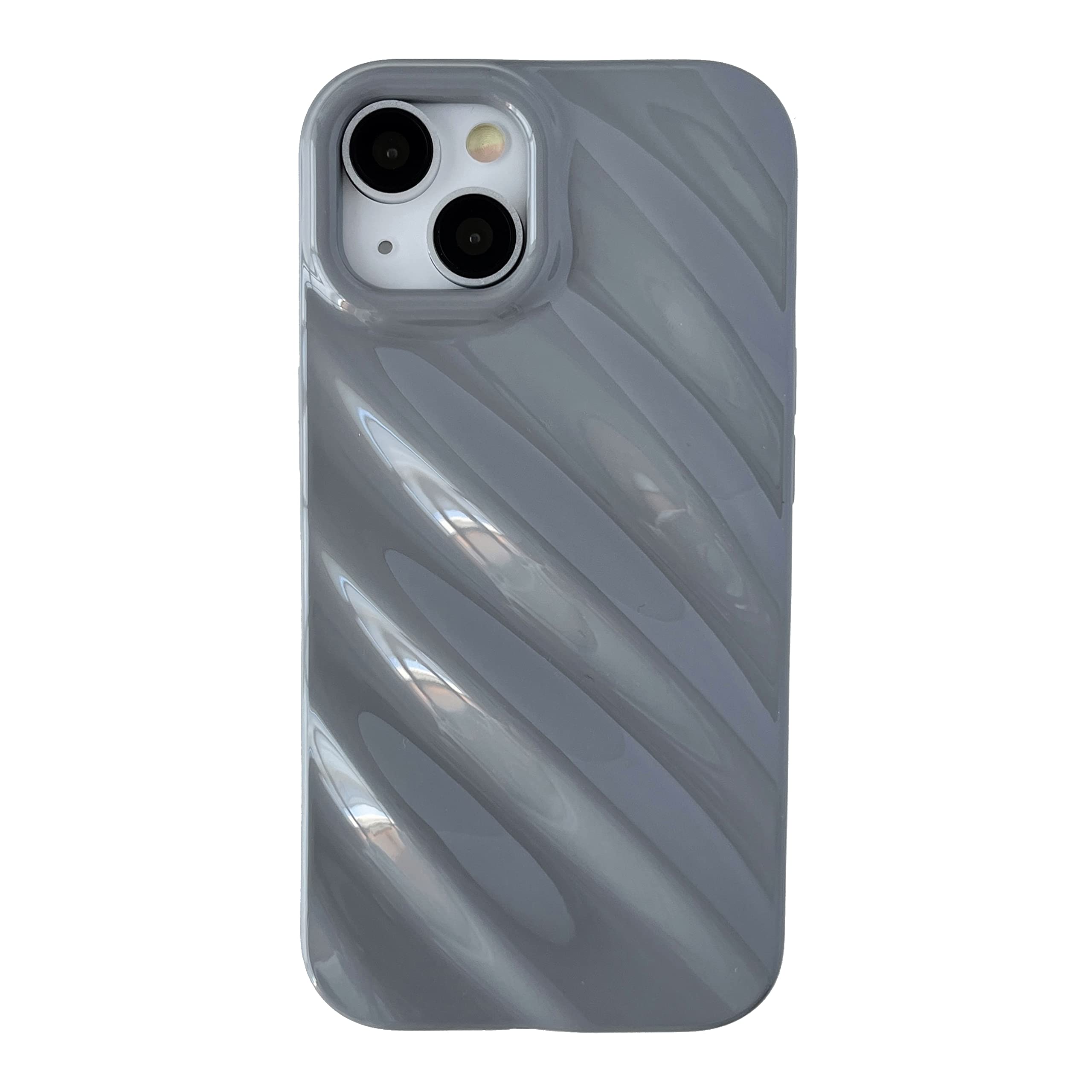 Caseative for iPhone 14 Pro Case,Water Ripple Pattern Wave Shape Camera Lens Protection Phone Case (Grey)