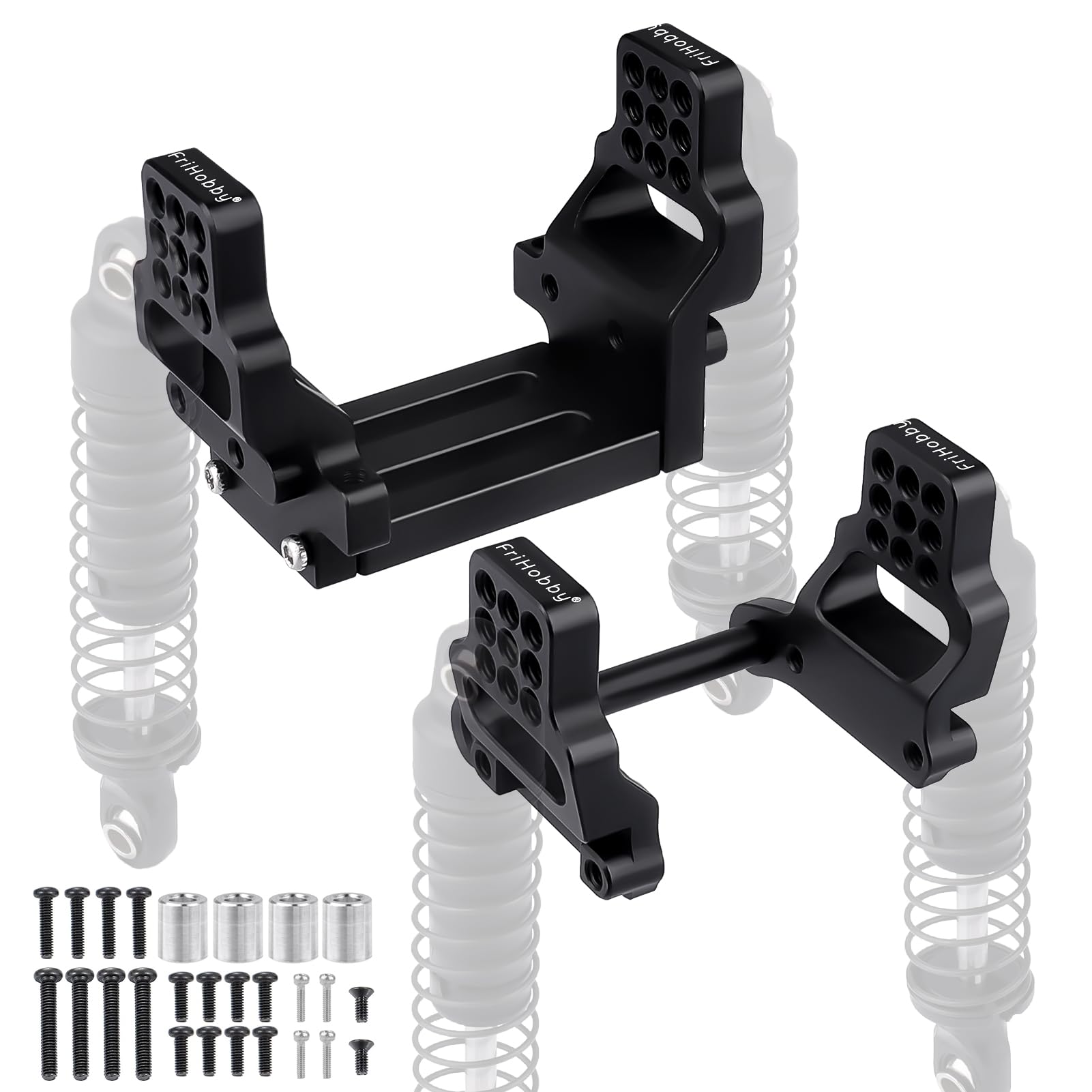 FriHobby Adjustable Shock Towers Compatible with 1/18 TRX4M Bronco Defender RC Crawler Shock Hoops Metal Front Rear Shock Mount Hops Up