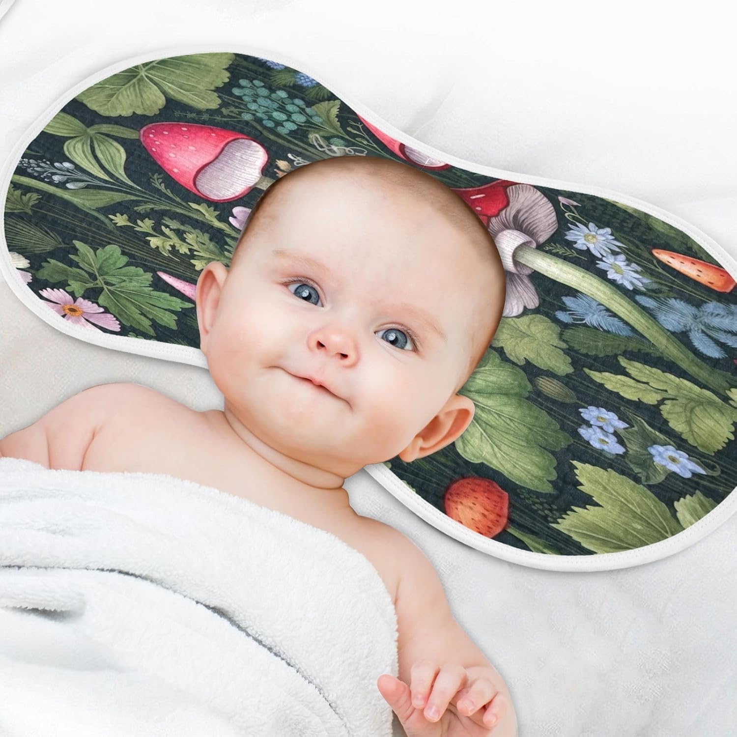 Wildflowers Mushrooms Muslin Baby Burp Cloths Feeding Cloths Face Towel Soft and Absorbent Bibs for Newborn Boys Girl- 4 Pack