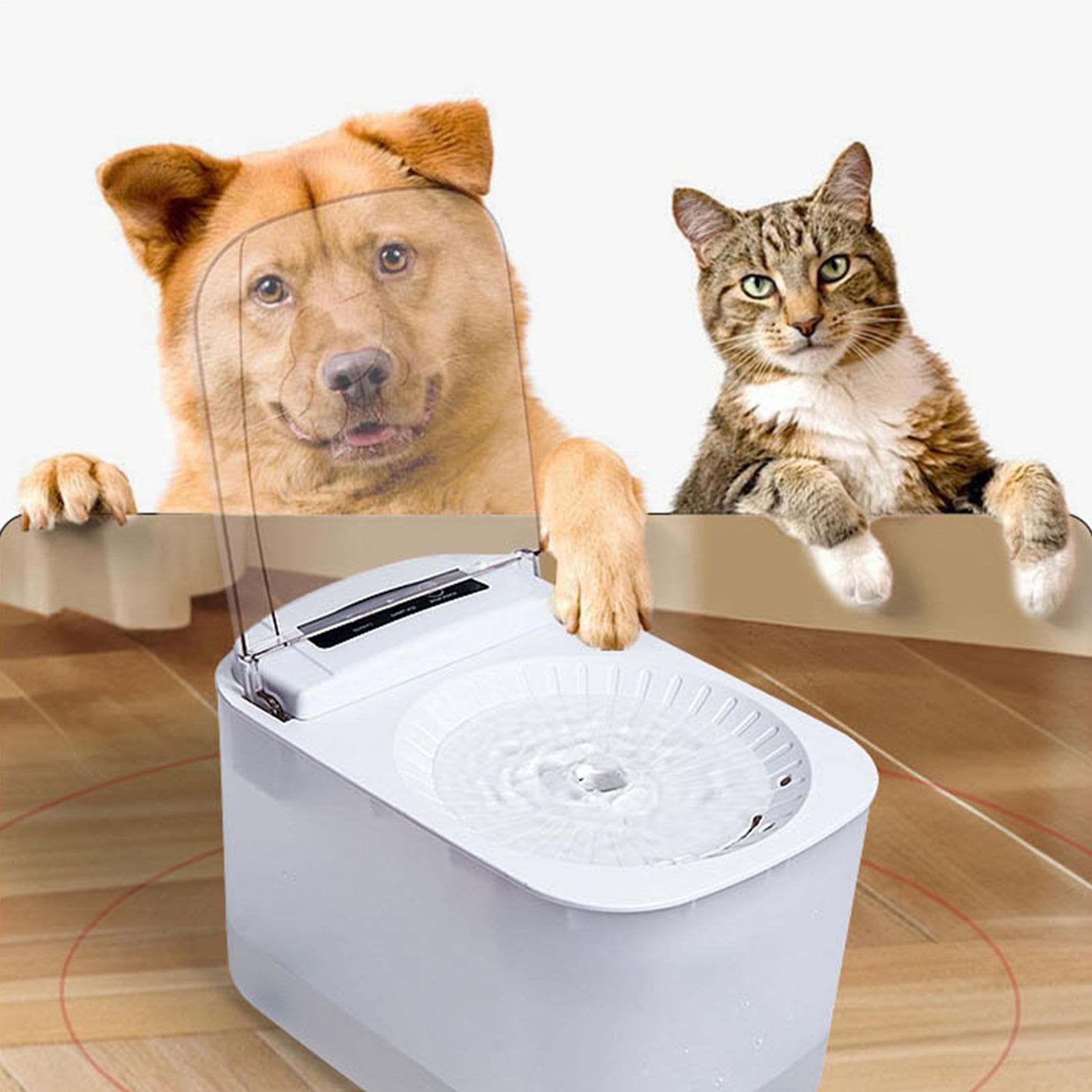 Fuente de agua para gatos Bebedero Automático 3L | Fuente para perros con tapa con apertura automática mediante sensor Apartamento, área de juegos, cocina y hogar