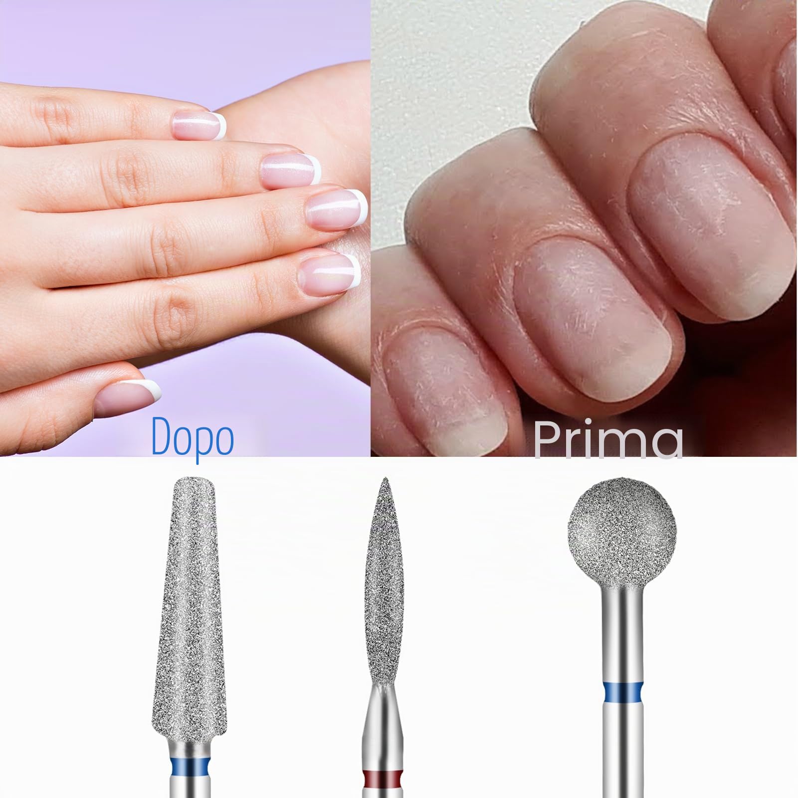Qianyu Set di 3 punte per fresa per unghie, in lega di tungsteno, per unghie, in metallo duro, per rimuovere le cuticole, gel acrilico, testine abrasive professionali per manicure pedicure