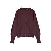 Vero Moda Cardigan da Donna Vmlea LS V-Neck Cuff Noos, Winetasting