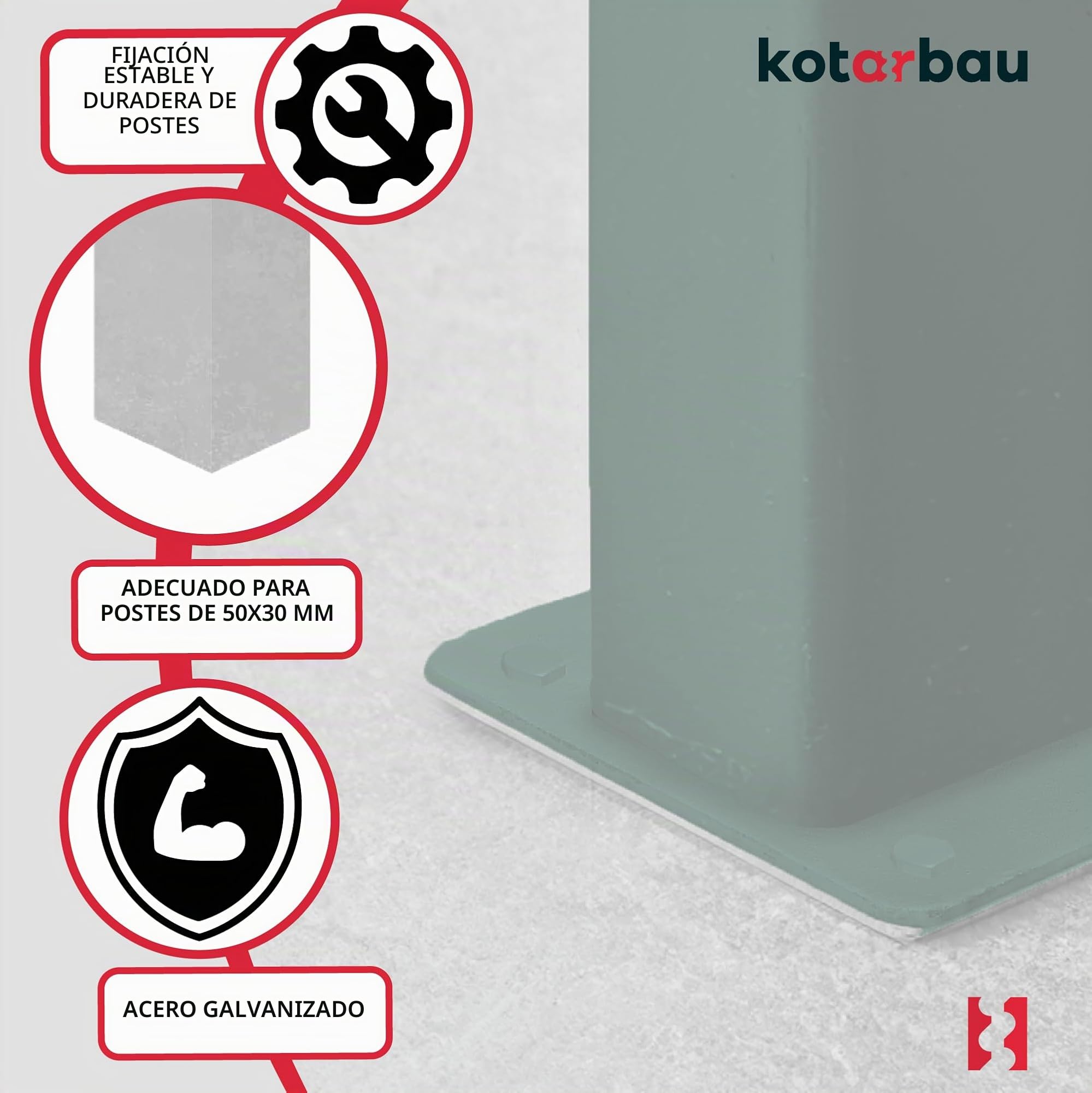 KOTARBAU® Set de 4 Unidades Soporte para Poste - Pie de Pilar - Atornillable - Acero Revestido - 60x40 mm - Verde - Anclaje para Poste - Resistente a la Intemperie