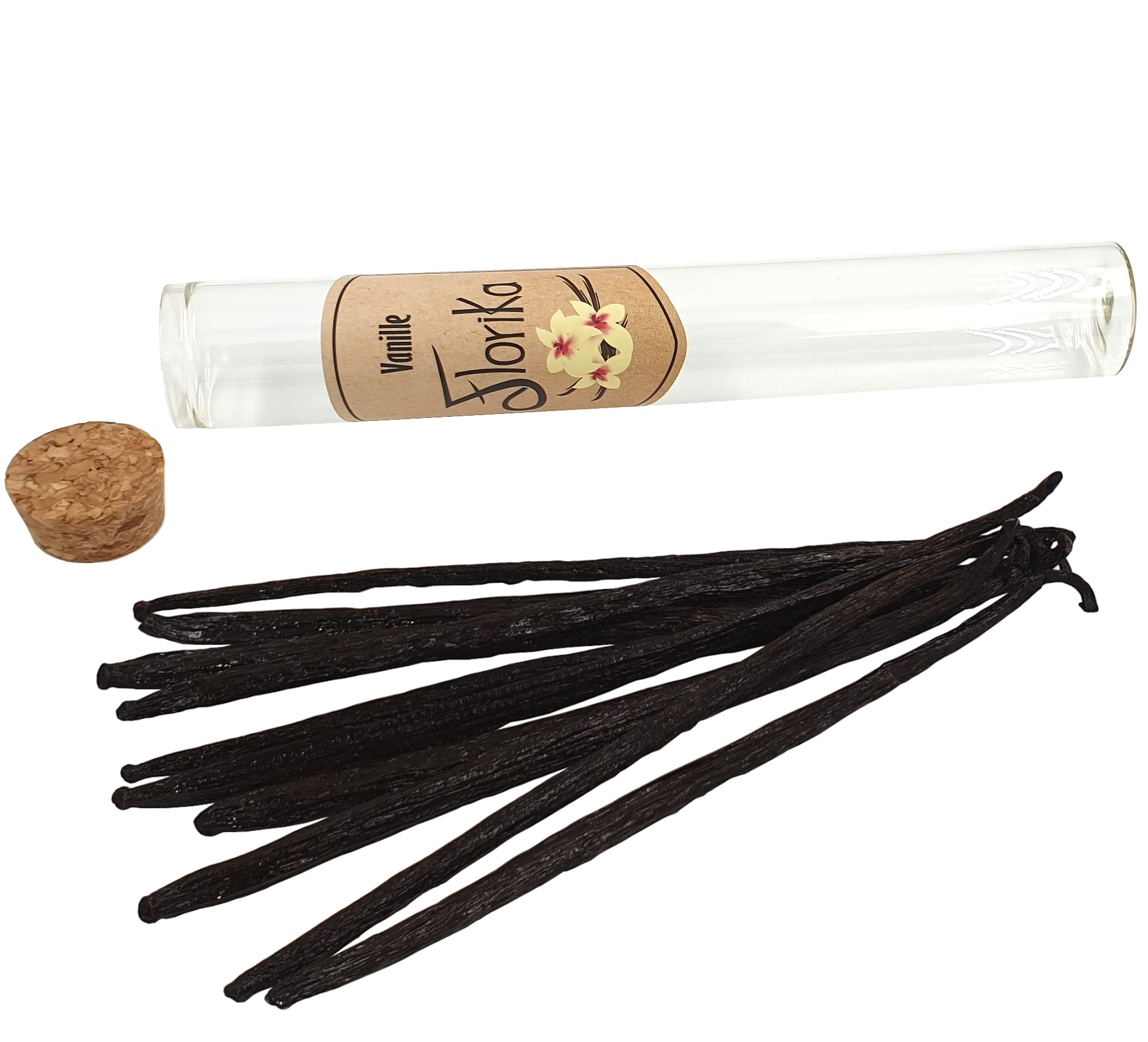 Vainas de vainilla Florika Vanille 10 piezas 18-23 cm calidad gourmet | 100% naturales | Clase 1 | Vainilla de origen mexicano | Vanilla pods