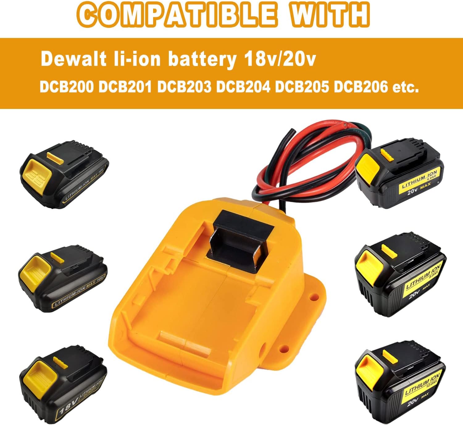 QSDXNYDC for Power Battery Adapter Wheel for Dewalt 18v-20V Battery Connector for DIY Ride On Truck, RC Toys,Robot