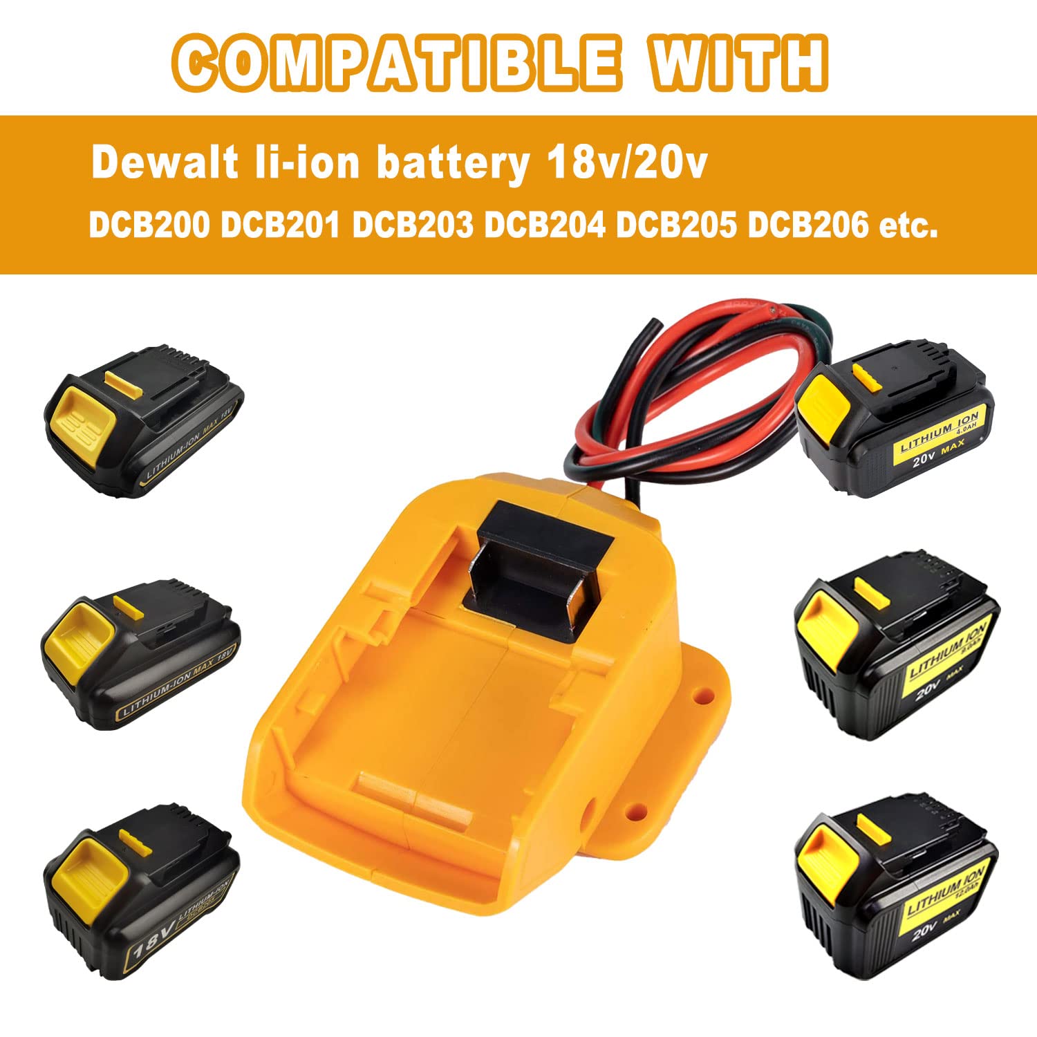 Adaptador de batería para Dewalt 20V batería 18V Dock conector de alimentación de calibre 14 robótica