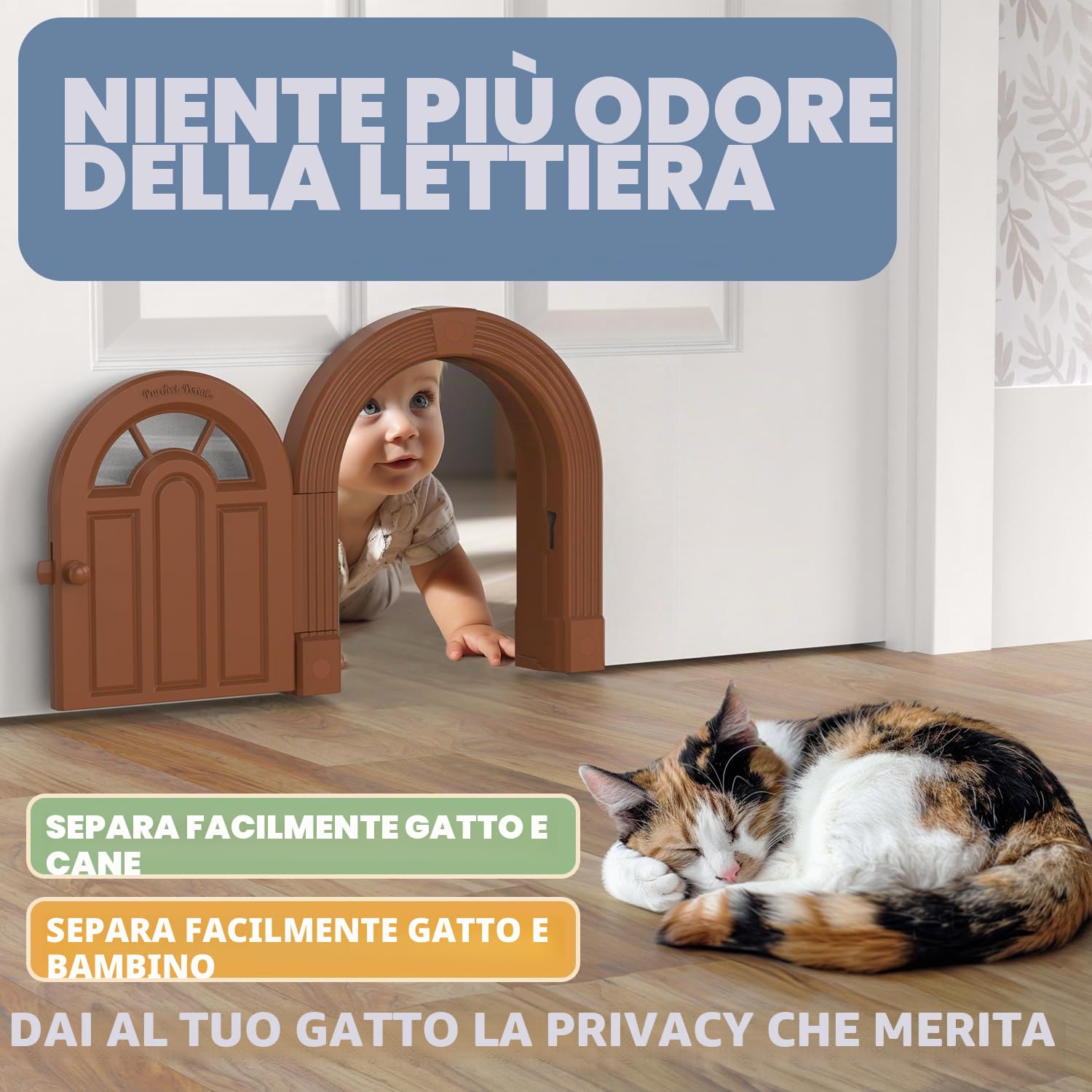 Porta interna per gatti – Meow Manor, porta per animali domestici extra large, 25 x 28 cm, porta interna per gatti fino a 13,6 kg, facile installazione fai da te, installazione sicura in pochi minuti,