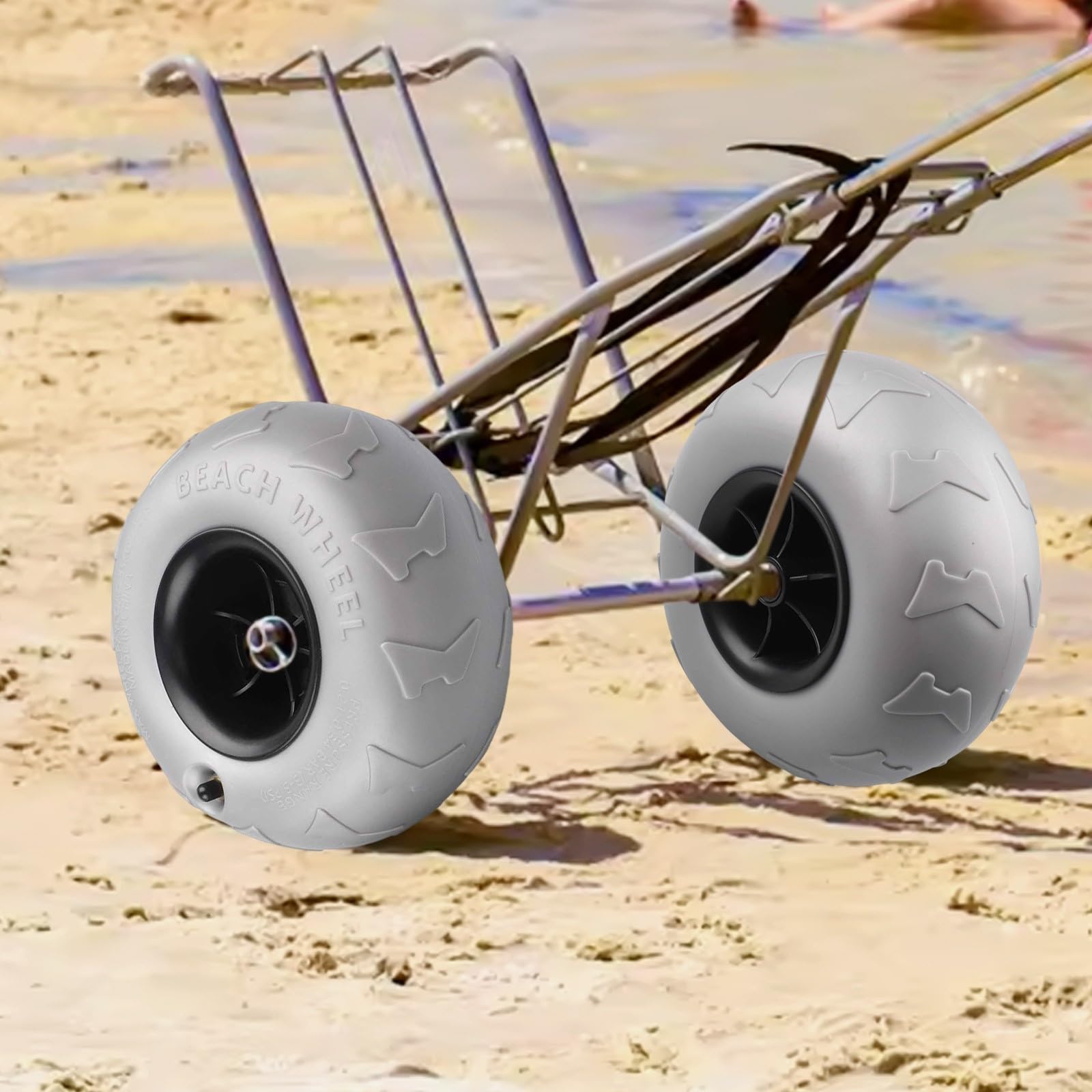 2 ruedas de globo de playa de 205 mm de diámetro, 115 mm de ancho, neumáticos de arena de PVC para kayak, Dolly, canoa, carro, reemplazo, ideal para acampar en la playa y terreno de césped