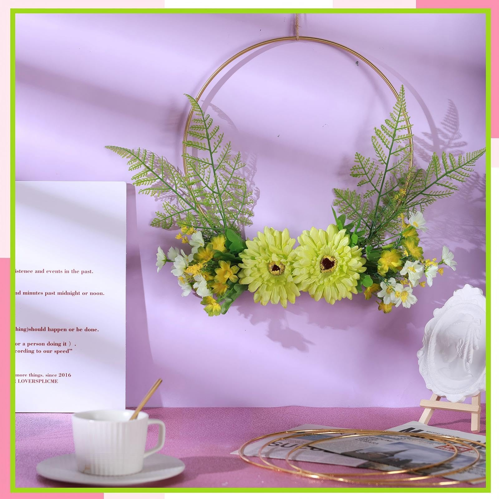 Lot De 10 Anneaux En MéTal De Capteur De RêVes En Argent De 4 Pouces Anneaux Floraux Couronne De