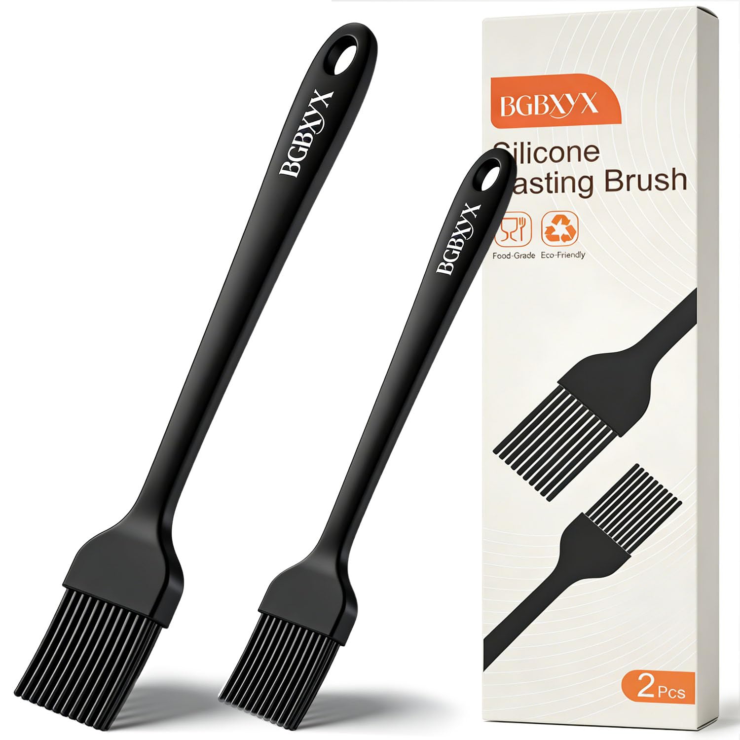 BGBXYX 2 Stück Backpinsel Silikon, BPA-frei Küchenpinsel für Auftragen von Ölen, Saucen und Marinaden, für Backen, Grillen, Gebäck und Kochen, 2 Größen (Groß und Klein)