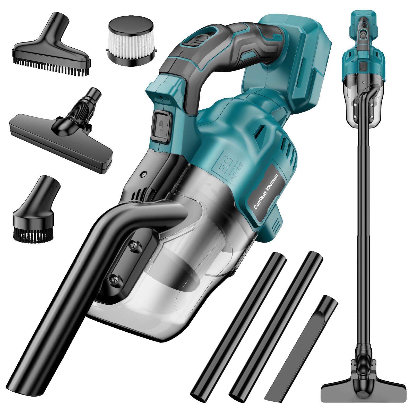 Cordless Handheld Vacuum Cleaner Compatible with Makita 18V Battery , 16000Pa Portable Shop Vacuum with 2 HEPA Filters & 4 Attachments, Lightweight Vacuum for Car, Home & Garage(Tool Only, No Battery)-image-14