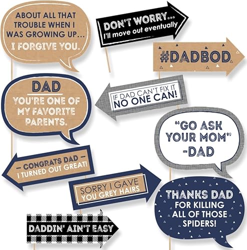 Big Dot of Happiness Funny My Dad is Rad - Kit de accesorios para cabina de fotos para el día del padre, 10 piezas