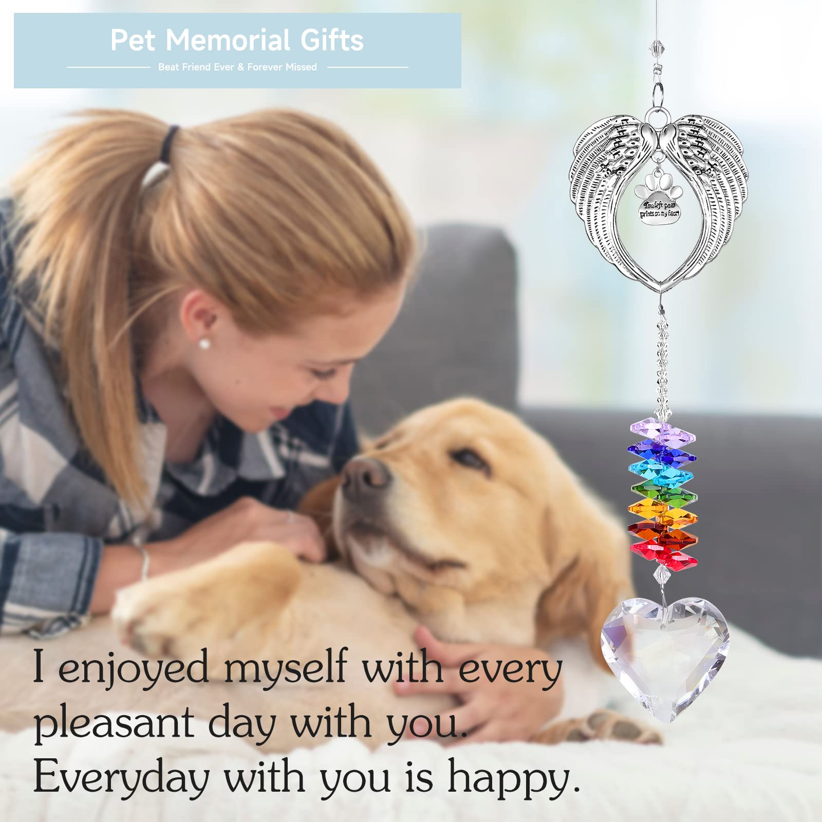 Pet Memorial Suncatcher - Loss Of Pet Sympathy Gift For Dog And Cat Owners With