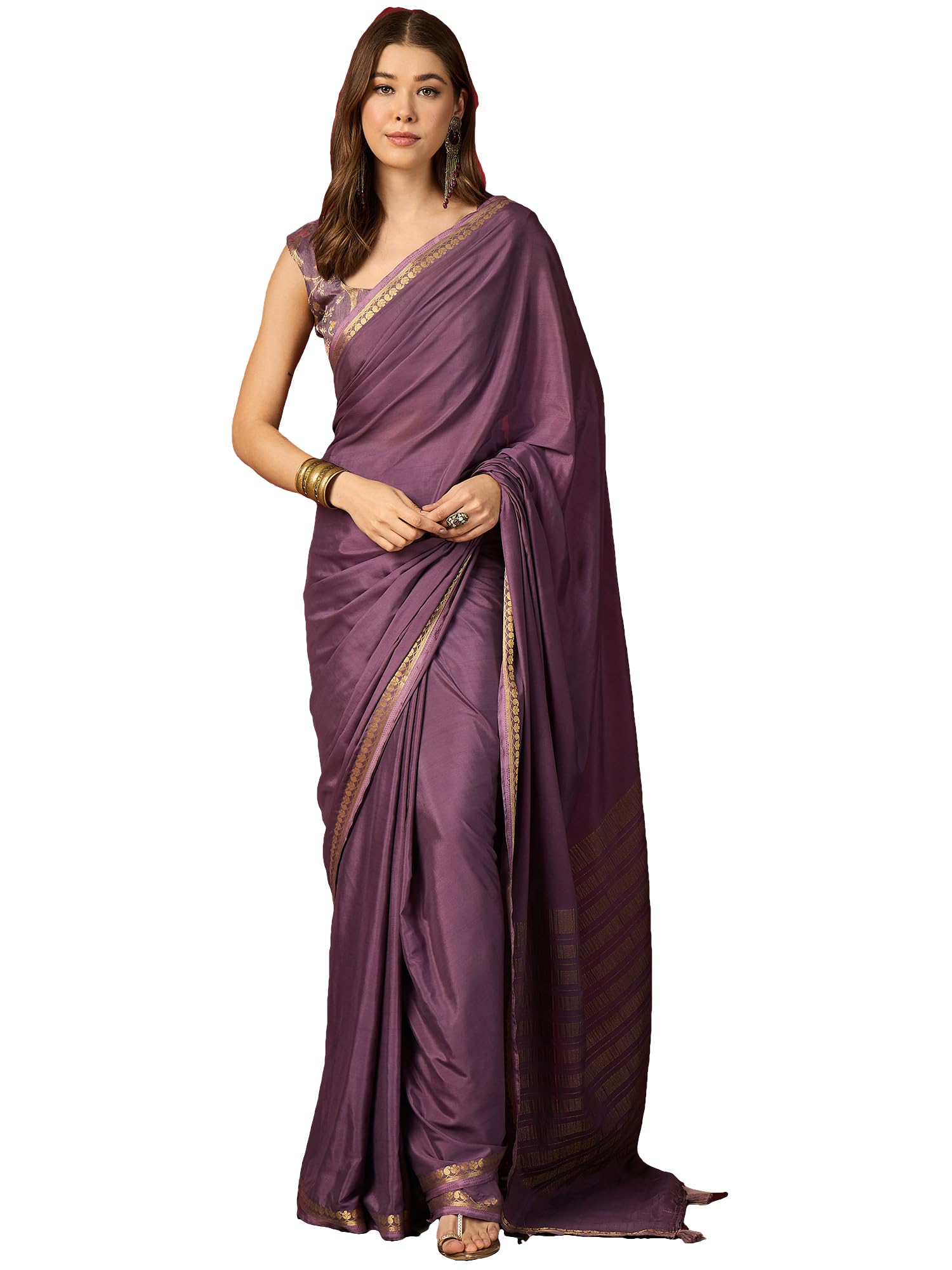 akhilam Women's Multicolor Mysore Silk Ethnic Motif Printed Saree With Unstitched Blouse Piece (KUSUM2901_NSM_Parent)-picture-38