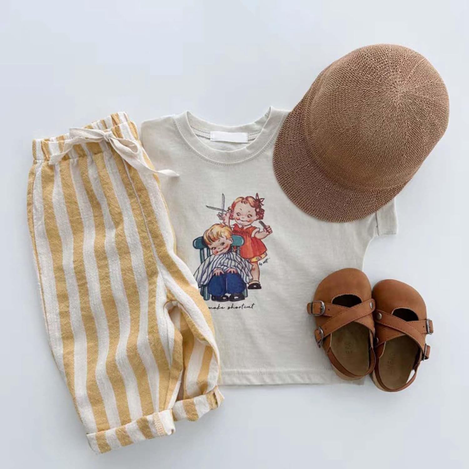 Boys' Cotton Linen Harem Bloomers Pants Elastic Waist Jogger Pants Kids Casual Striped Trousers Infant Long Sweatpants - Image 2