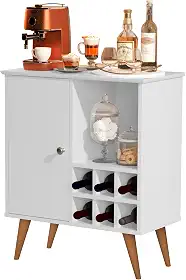 Adega 6 Garrafas com 1 Porta Adega de Vinho Compacta para Sala ou Cozinha (Branco)