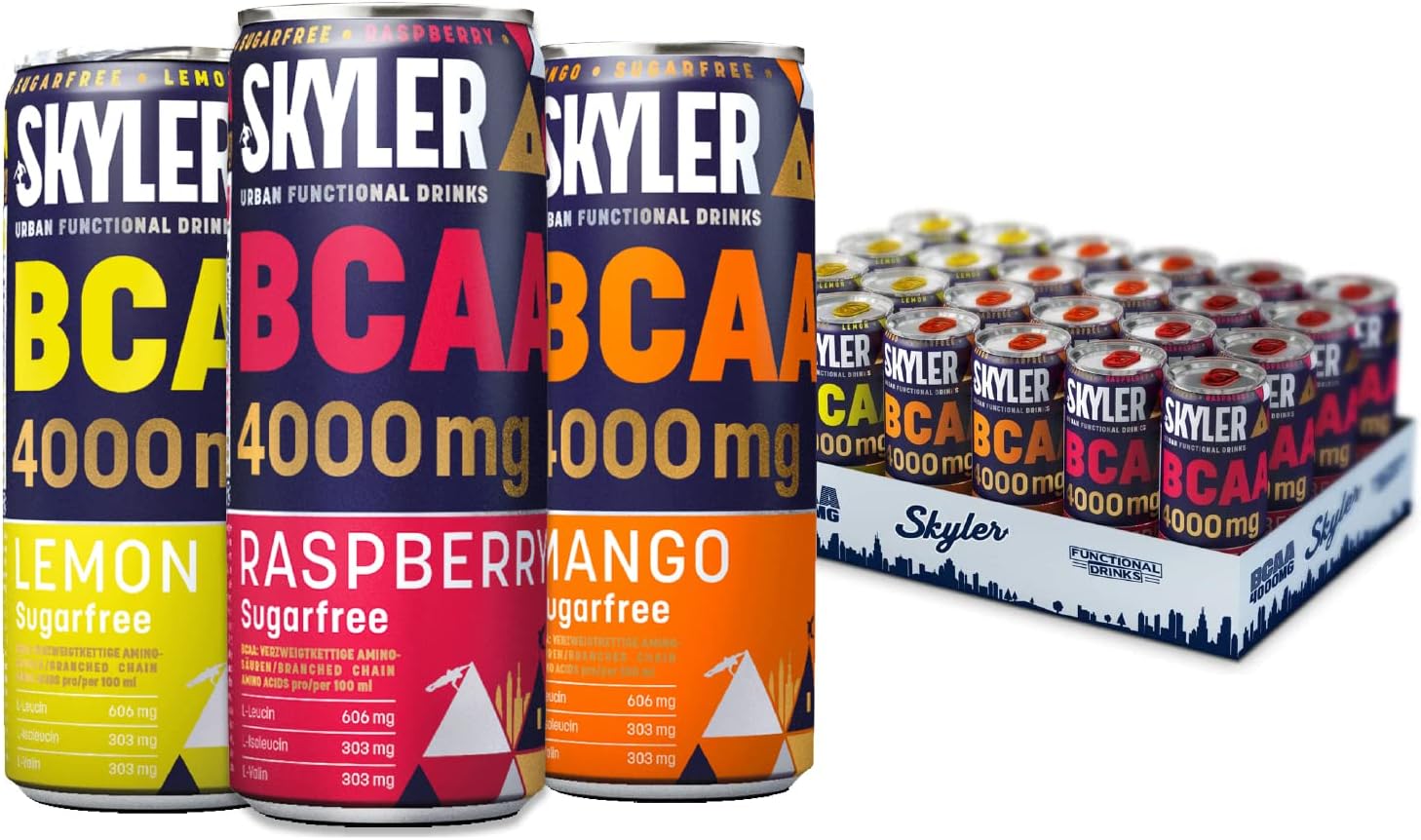 Skyler 4.000 mg BCAA Drink, 3er Mix Probierpaket inkl. Pfand, EINWEG