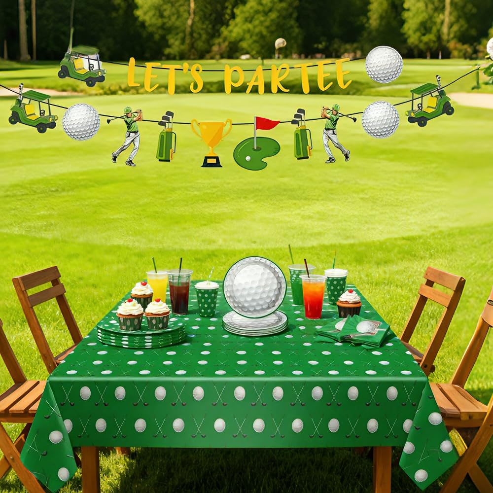 Photo 1 of 162pcs Golf Party Supplies Decorations Kit with Banner.Tablecloth, Plates and Napkins for Themed Birthday Party Decor.golf birthday decorations for men or women.Golf Party Gifts.Serve20