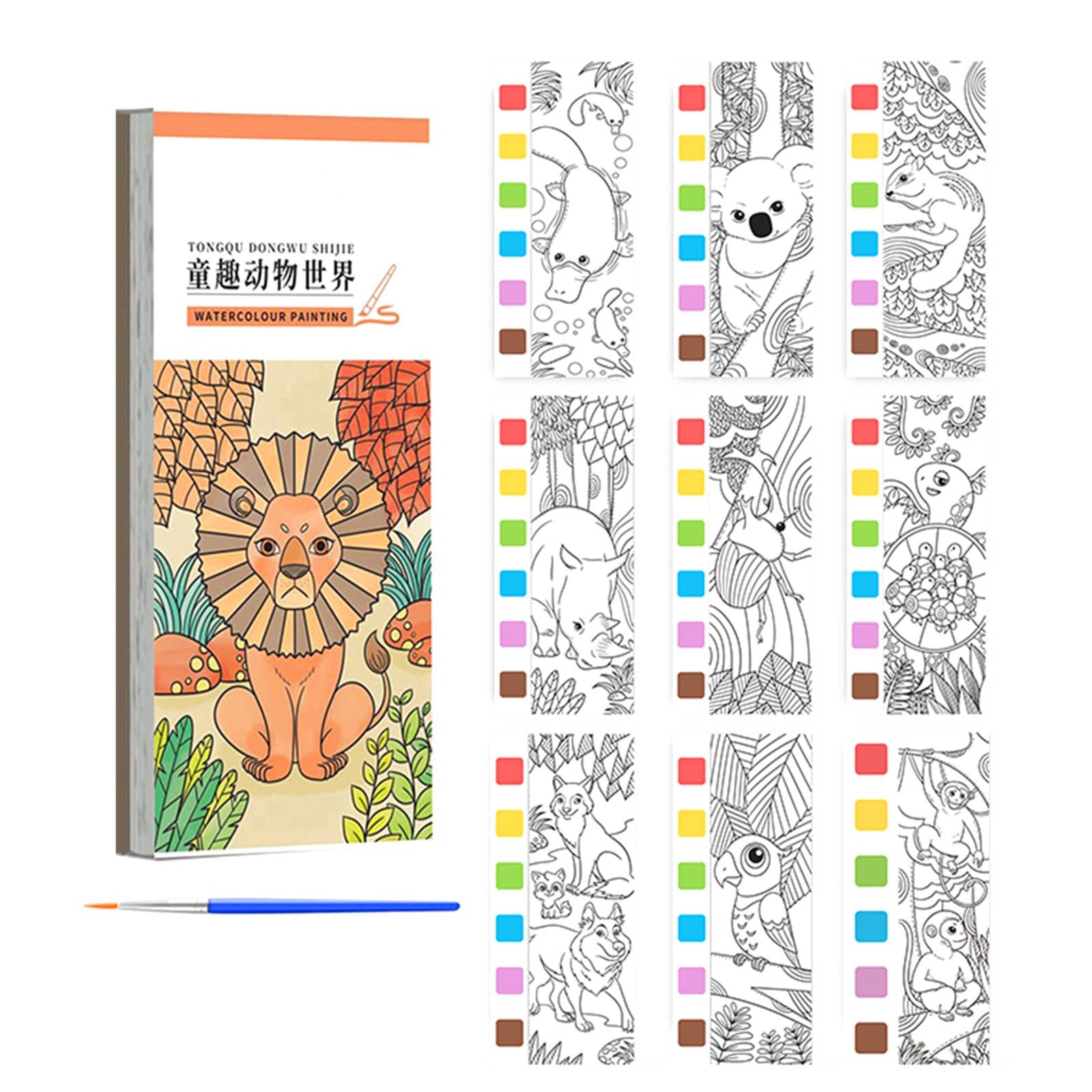 Hsioluted Watercolor Painting Pad with Built in Water Colors for Toddler Beginner Artists Travel Drawing and Doodling Kids Coloring Book with Watercolor