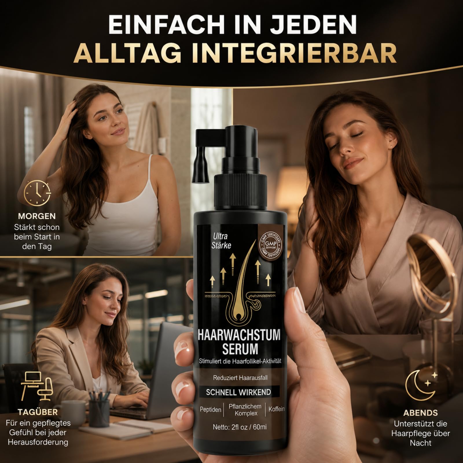 Hair Growth Spray, 60 Ml Haarwachstumsspray für Frauen & Männer, das Haarwachstum Beschleunigt, Haarwachstum Serum für Haardicke und Pflege, Spray Design Frisch Nicht Fettig