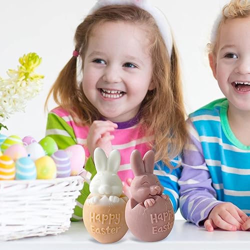 Miniatura 2 de Molde de vela de conejo de Pascua 3D – Moldes de silicona para velas de conejo de Pascua feliz, moldes de jabón de conejitos lindos, para