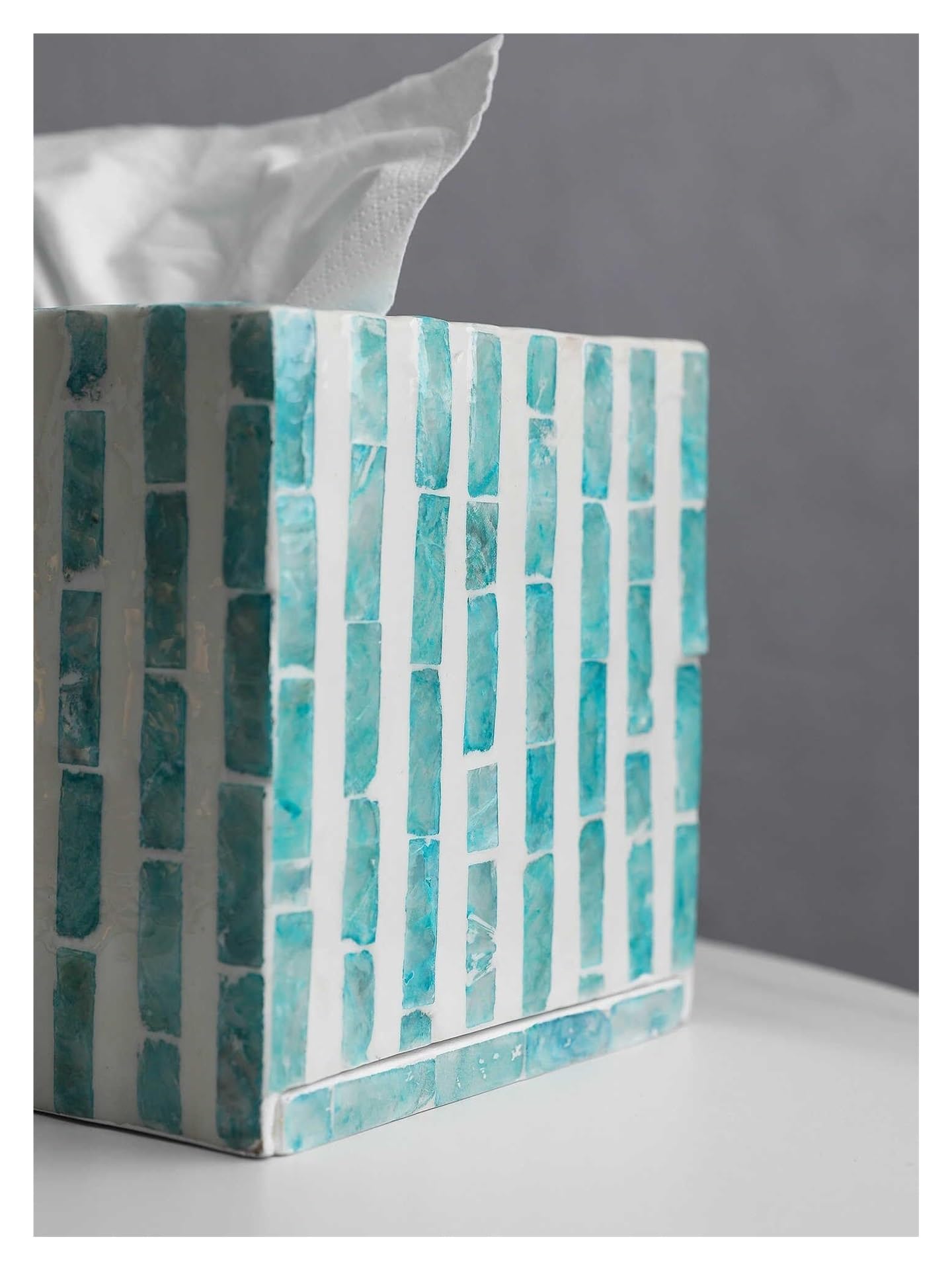 Portarrollos de Papel Caja de pañuelos Azul Moderna, servilletero Decorativo Hecho a Mano con Mosaico Imprescindibles para el salón