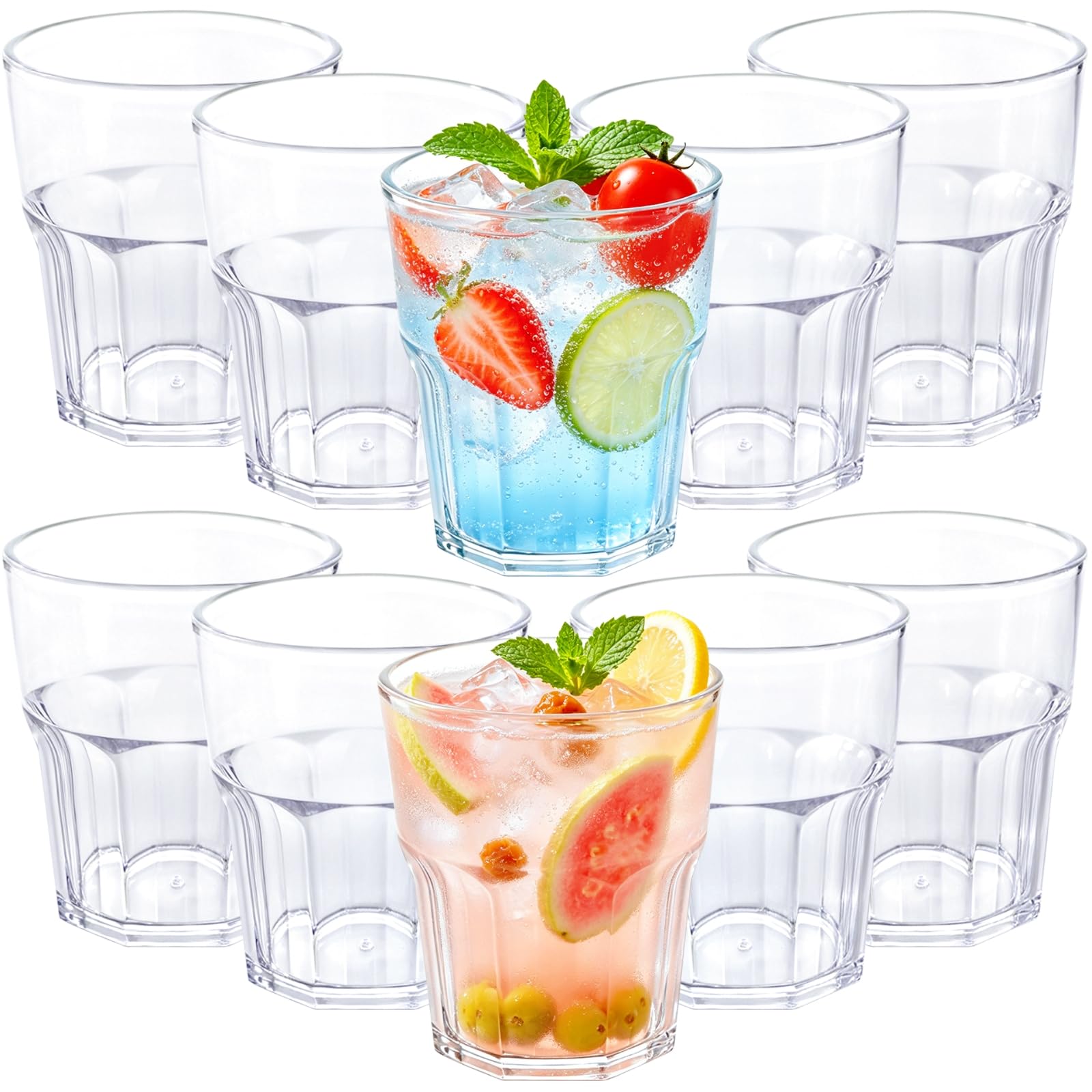 Surflyee 10 Pack 260ML Plastic Tumblers, Plastic Cups Reusable Acrylic