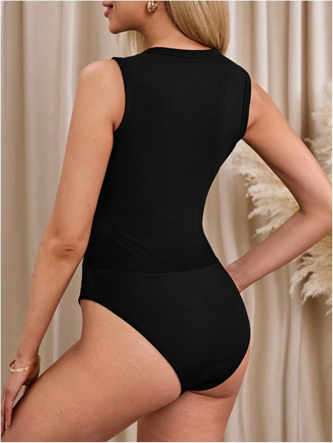 Milumia Women's Mesh Sheer Tank Bodysuit Sleeveless Crew Neck See Through Tee Tops - Image 3