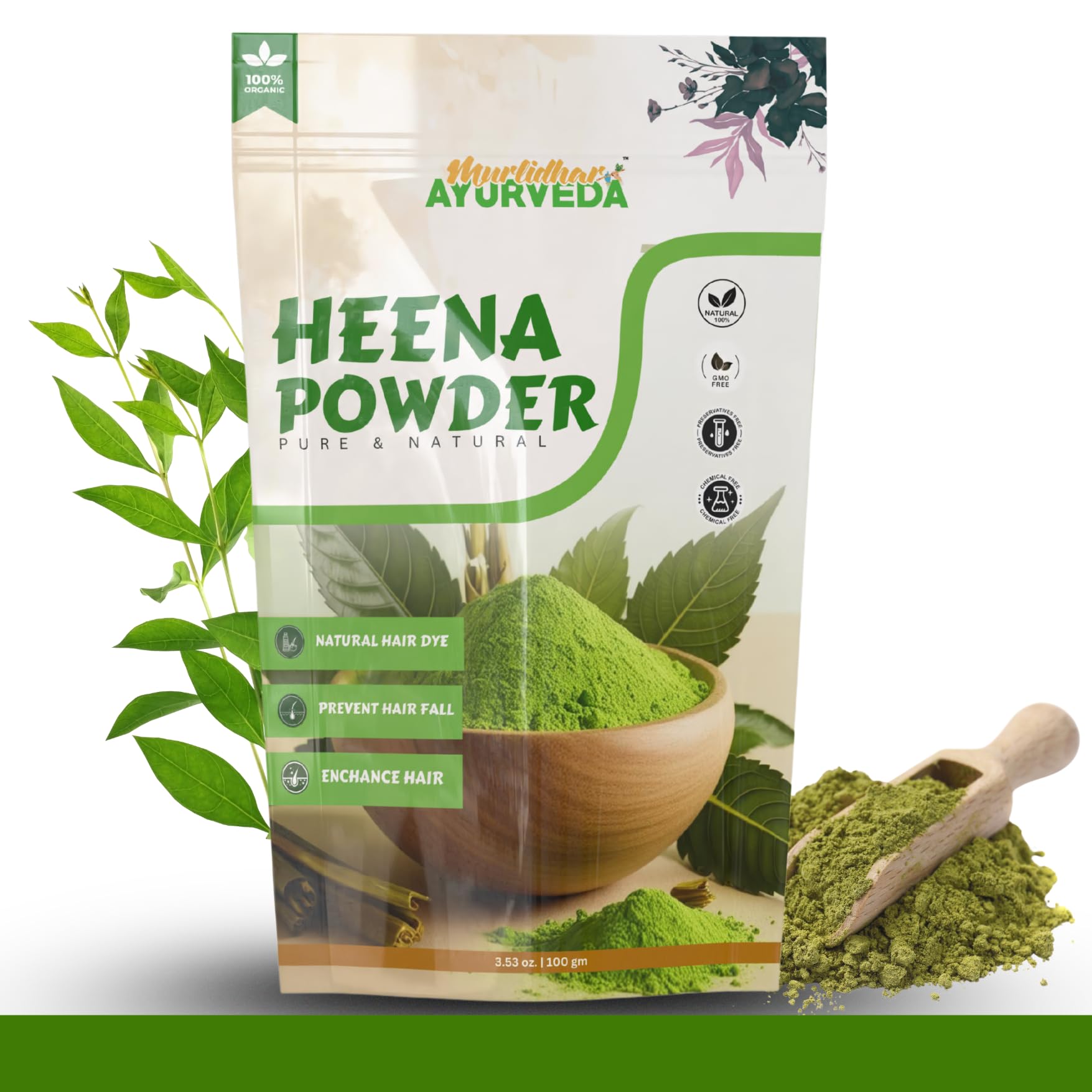 Murlidhar Ayurveda 100% Pure Henna Powder for Hair | Natural Herbal Mehendi | Hair Color & Conditioner | Chemical-Free | For Men & Women-image-28
