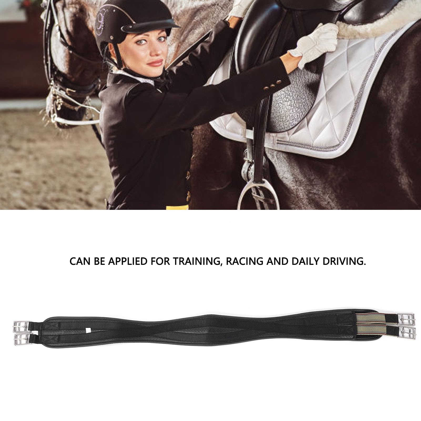 Sottopancia per Cavallo, Fibbia in Acciaio Inossidabile, Laminazione in Pelle PU, Design Antiscivolo, Attrezzatura Equestre Multifunzionale, per Dressage, Allenamento, (120 cm)