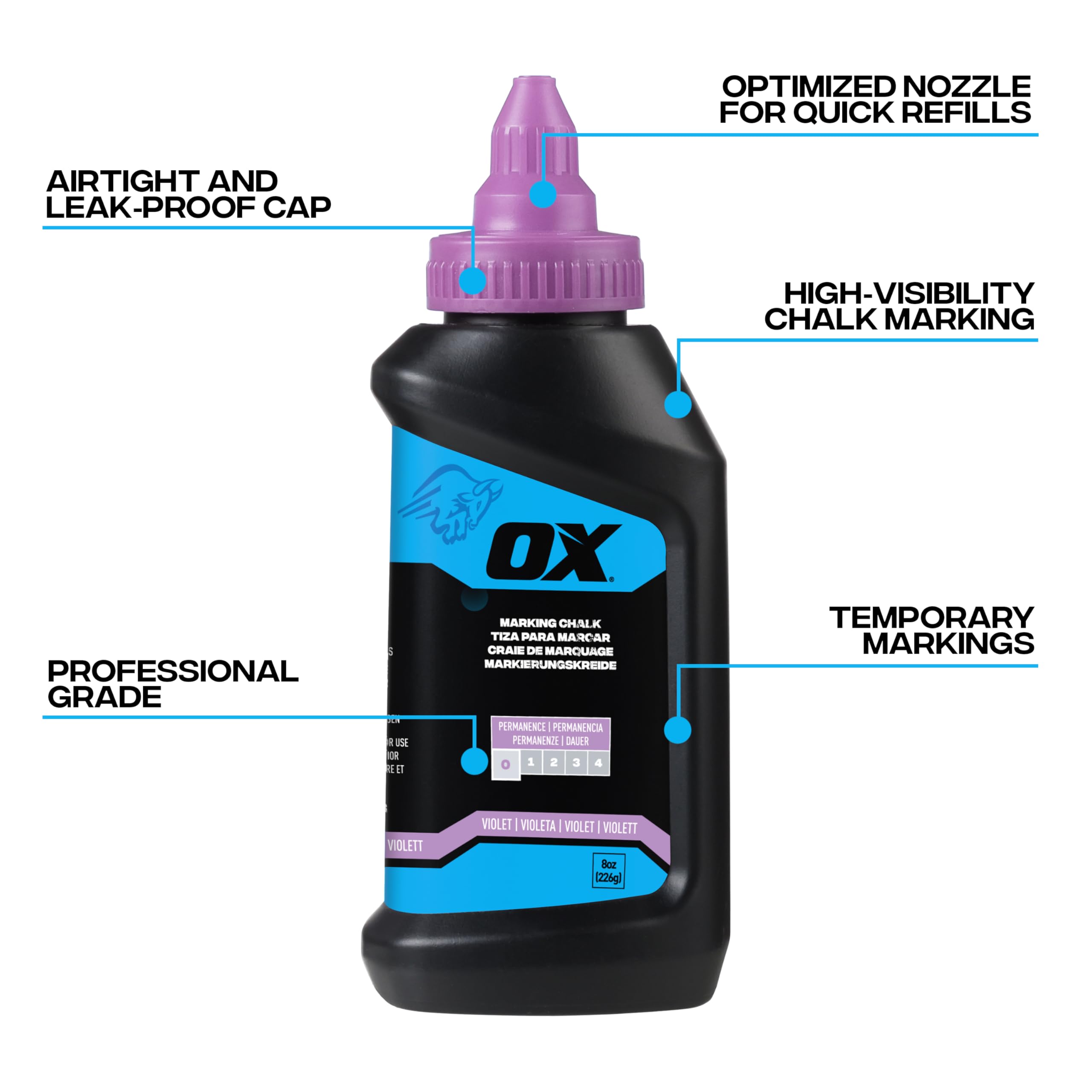 OX Violet Chalk Line Powder 8oz - Dust-Off Chalk Refill — Amazon image 2