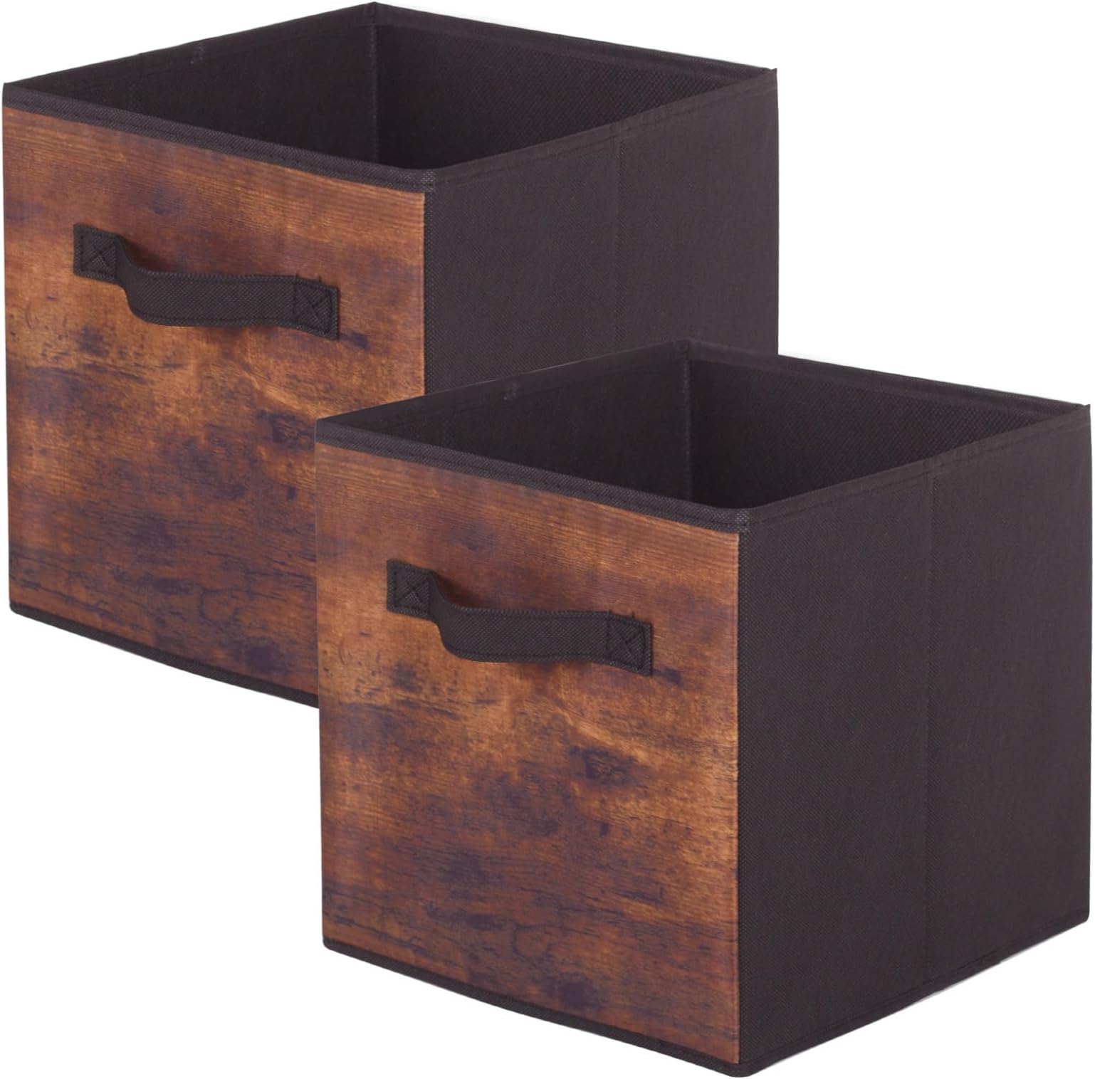 ShellKingdom Storage Bins, Foldable Fabric Storage Cubes And Cloth Storage Organizer Drawer For Closet And Toys Storage, 2 Pack (Retro Wood Pattern)