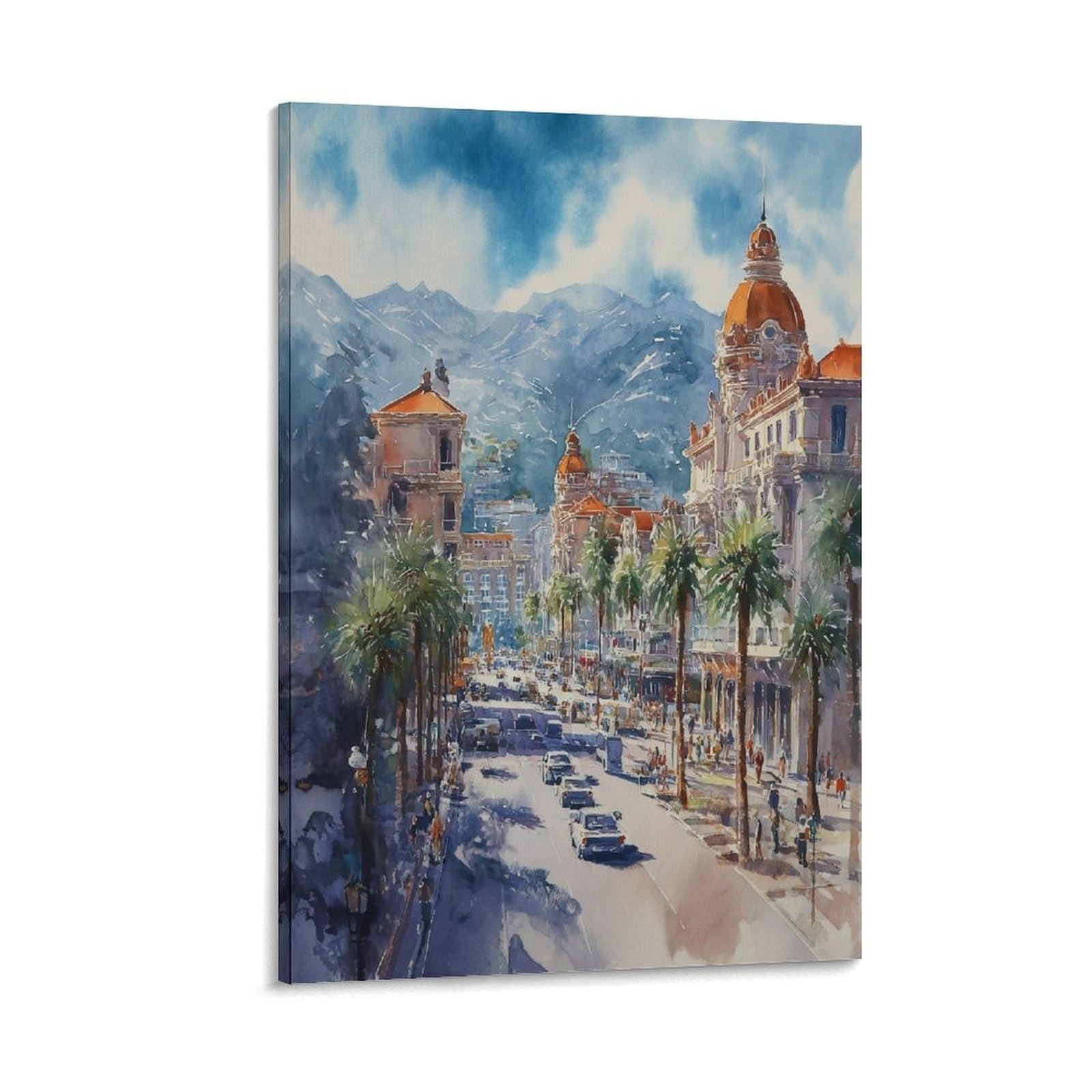 XWYMXZ Las Vegas Watercolor Painting City 20x30inch(50x75cm) Vintage Travel Poster Watercolor Canvas Art