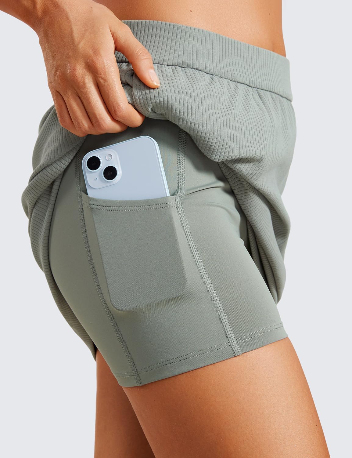 CRZ YOGA Comfy Ribbed Casual Skirts for Women A Line Sweat Lounge Work Athletic Skorts with Shorts Pockets - Image 4