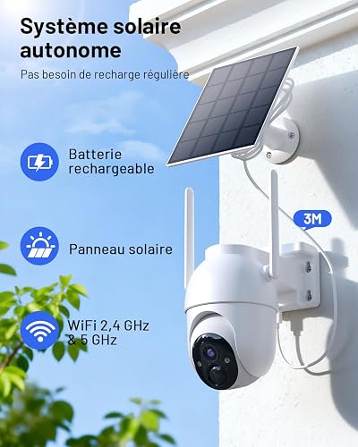 BOOPEX 2K Outdoor Surveillance Camera Solar Battery 2 Cam Kit with Base Station, 360° PTZ Wireless Camera with 32G Local Memory, No Fees, AI Detection, Colour Night Vision 2-Way Audio, 5G/2.4G WiFi - 7
