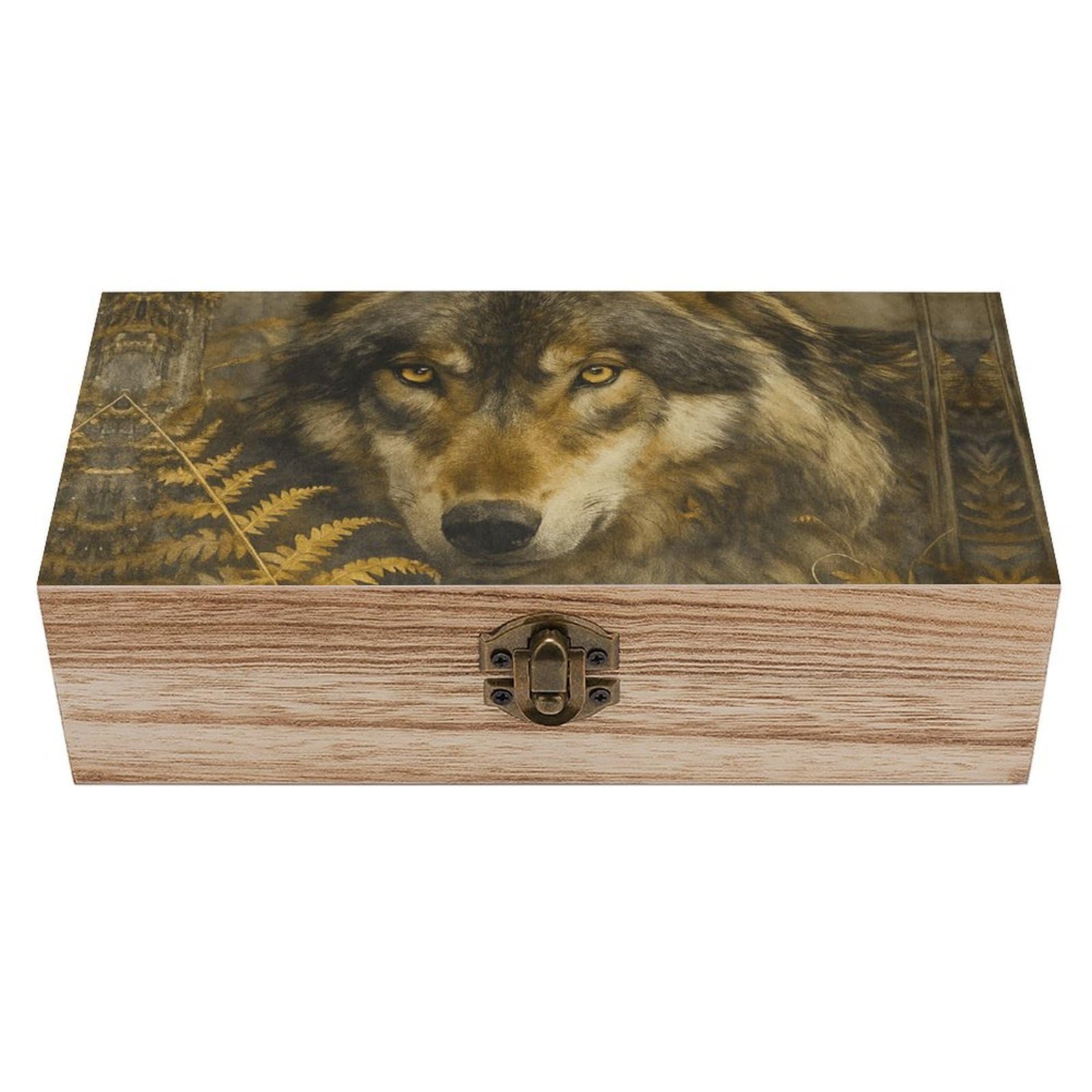 SMAZDFXX Wolf Wooden Storage Box Multipurpose Decorative Box for Jewelry Photo Home Decor