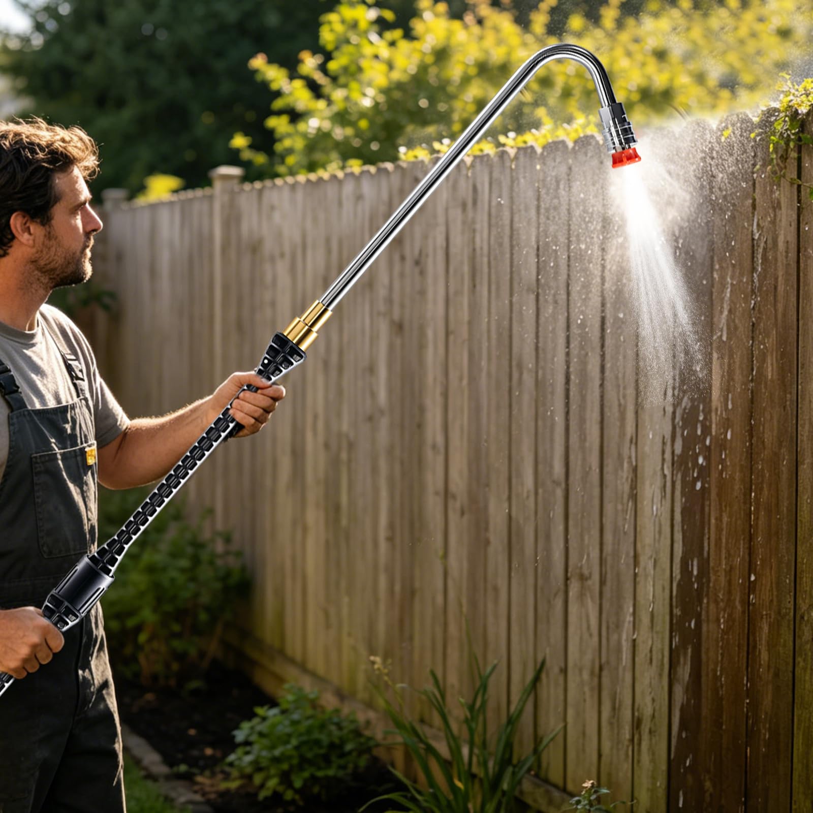 DERASL 4000PSI Varilla Extensión Alta Presión, 6 Packs Herramienta Limpieza Canalones Varilla Extensión con 5 Boquillas, Conexión Rápida 1/4", Adaptadores Plástico