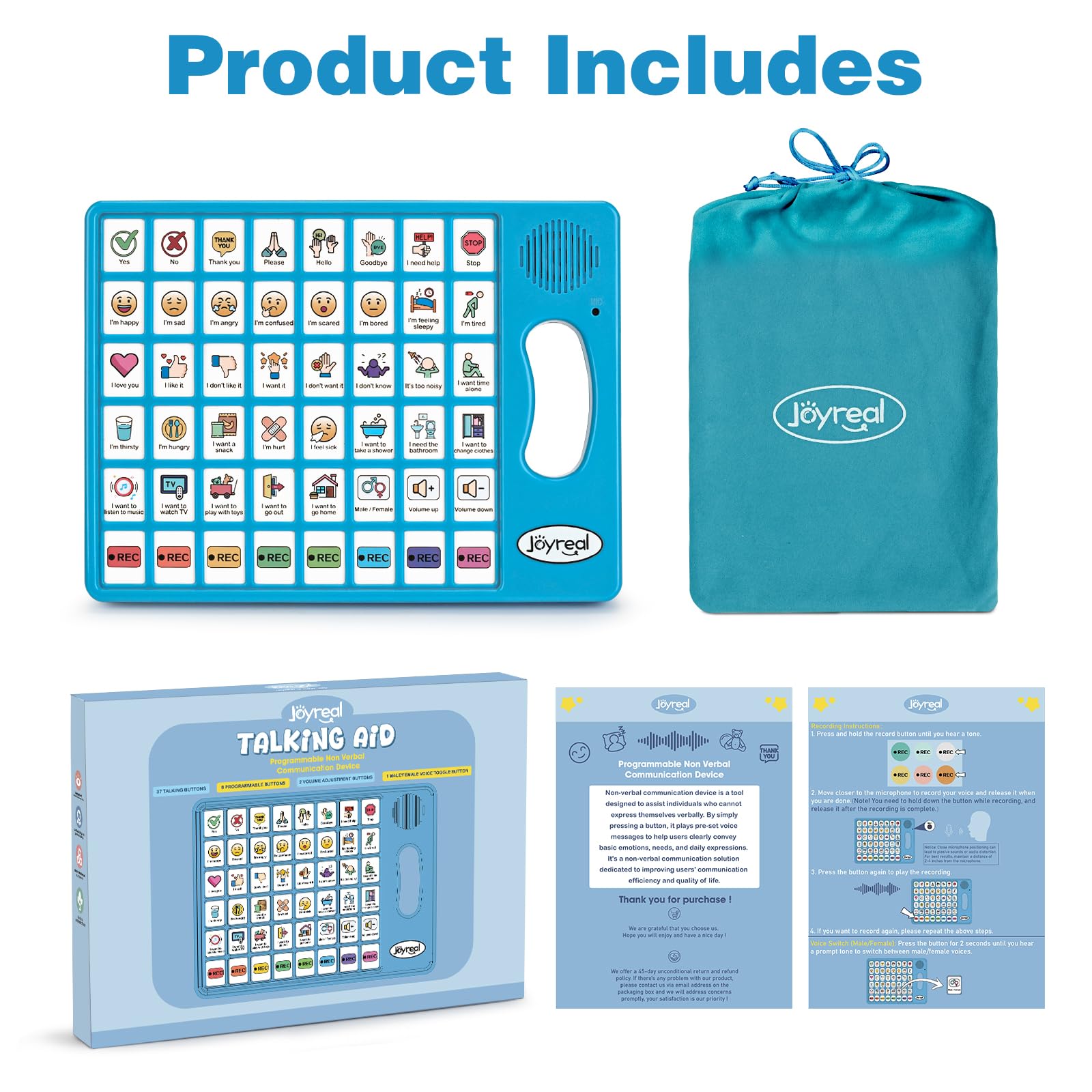 Joyreal AAC Device for Autism, Non Verbal Communication Tools for Speech Therapy & Stroke Rehab. Communication Tablet, Autism Talking Aids with 8 Programmable Buttons & Adjustable Volume — Amazon image 9