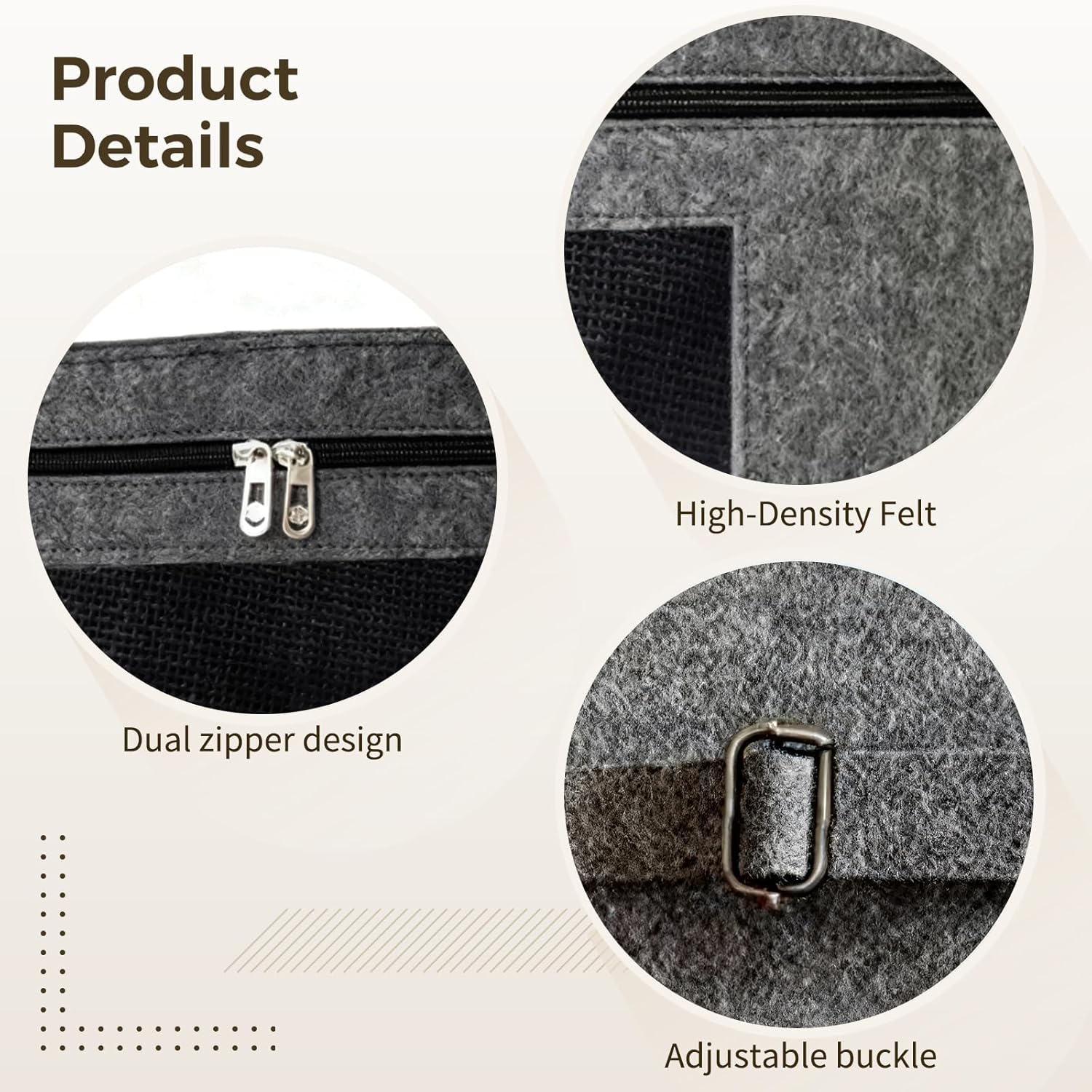 Hat Organizer Box, Felt Case, Wide-Brimmed, Dustproof, Gray