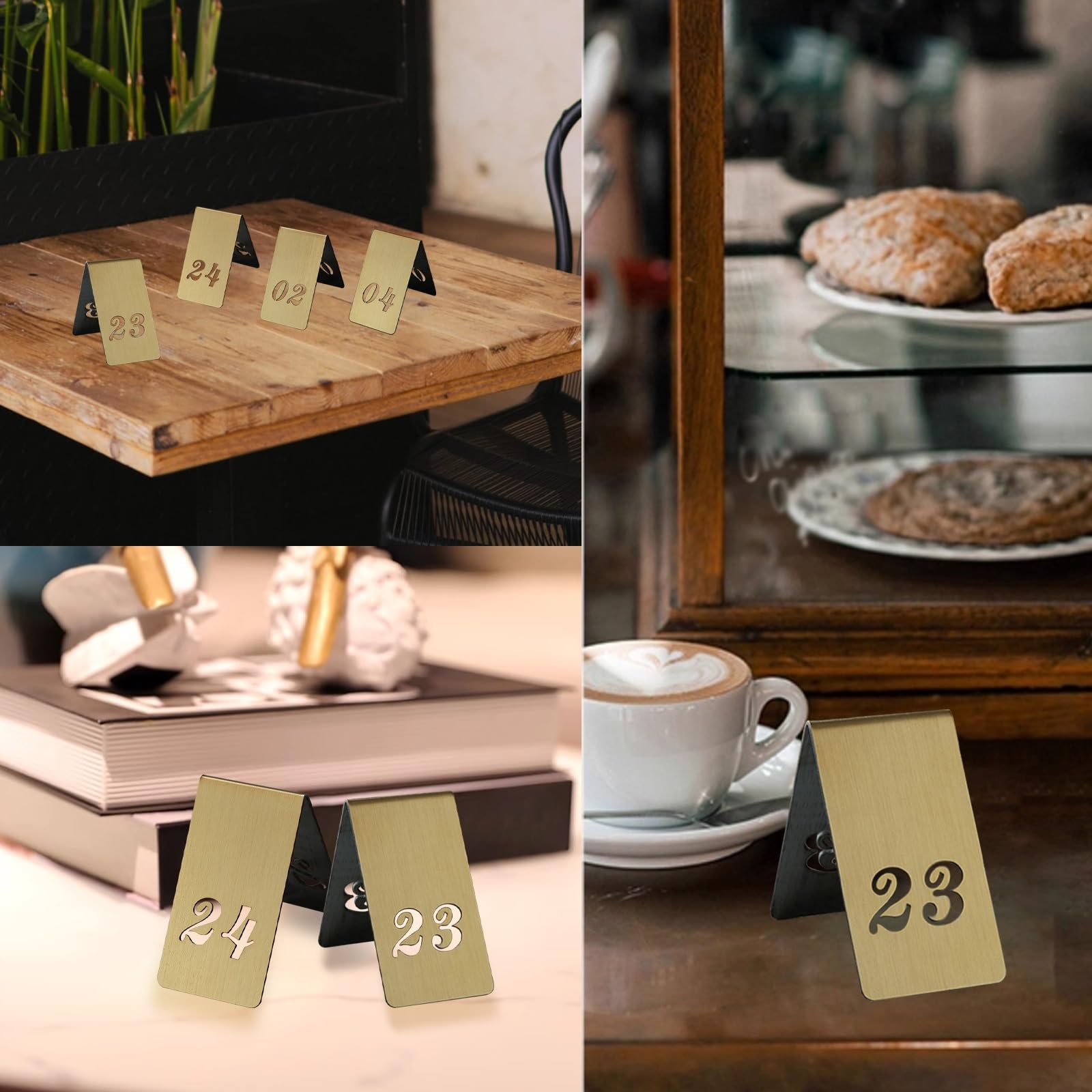 Números de mesa de acero inoxidable para restaurantes, tarjetas de tienda de campaña duraderas para cafeterías y bares, ideal para eventos y reuniones